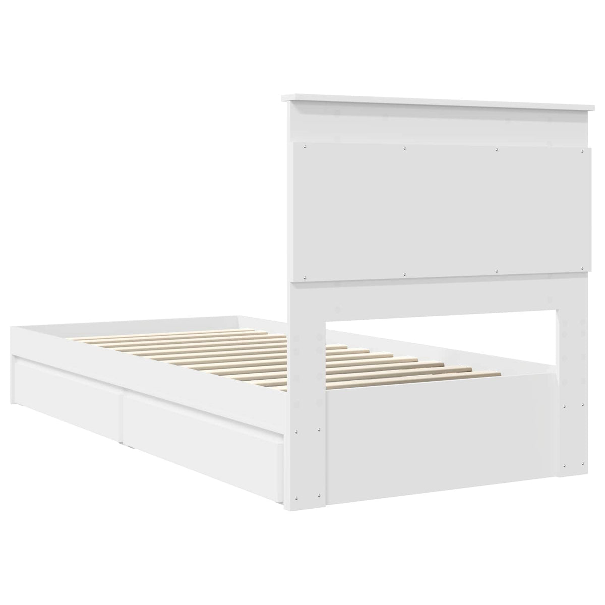 Storage Bed with Headboard White 90 x 190 cm Engineered Wood