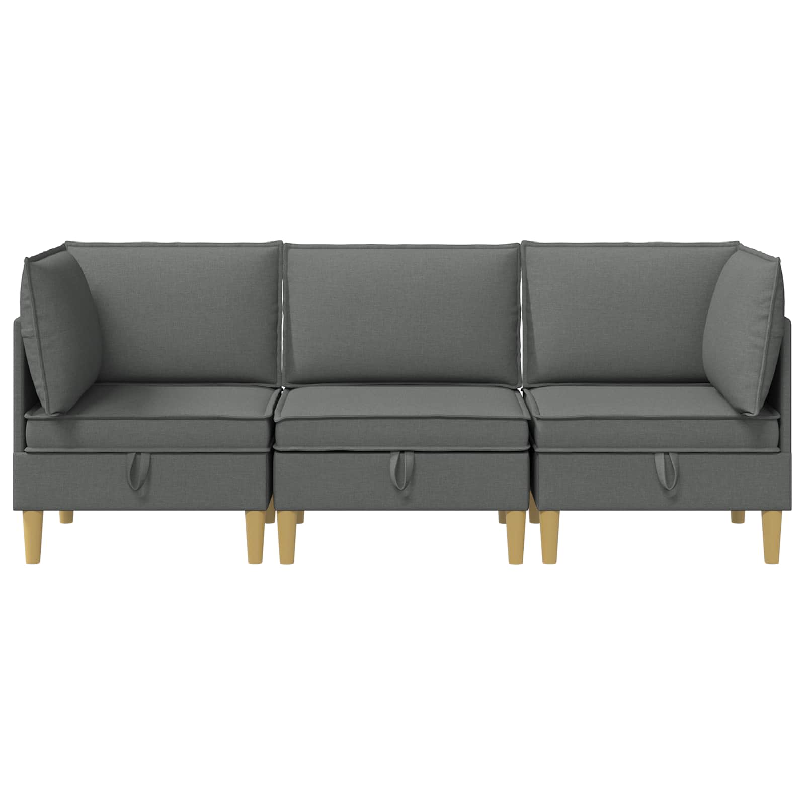 Modular Sofa Set with Storage 3 pcs Dark Grey Fabric
