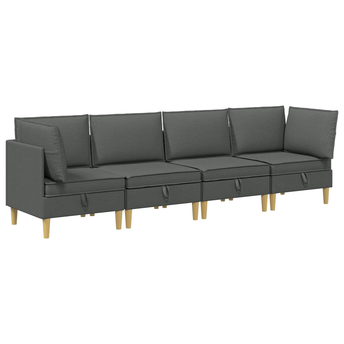 Modular Sofa Set with Storage 4 pcs Dark Grey Fabric