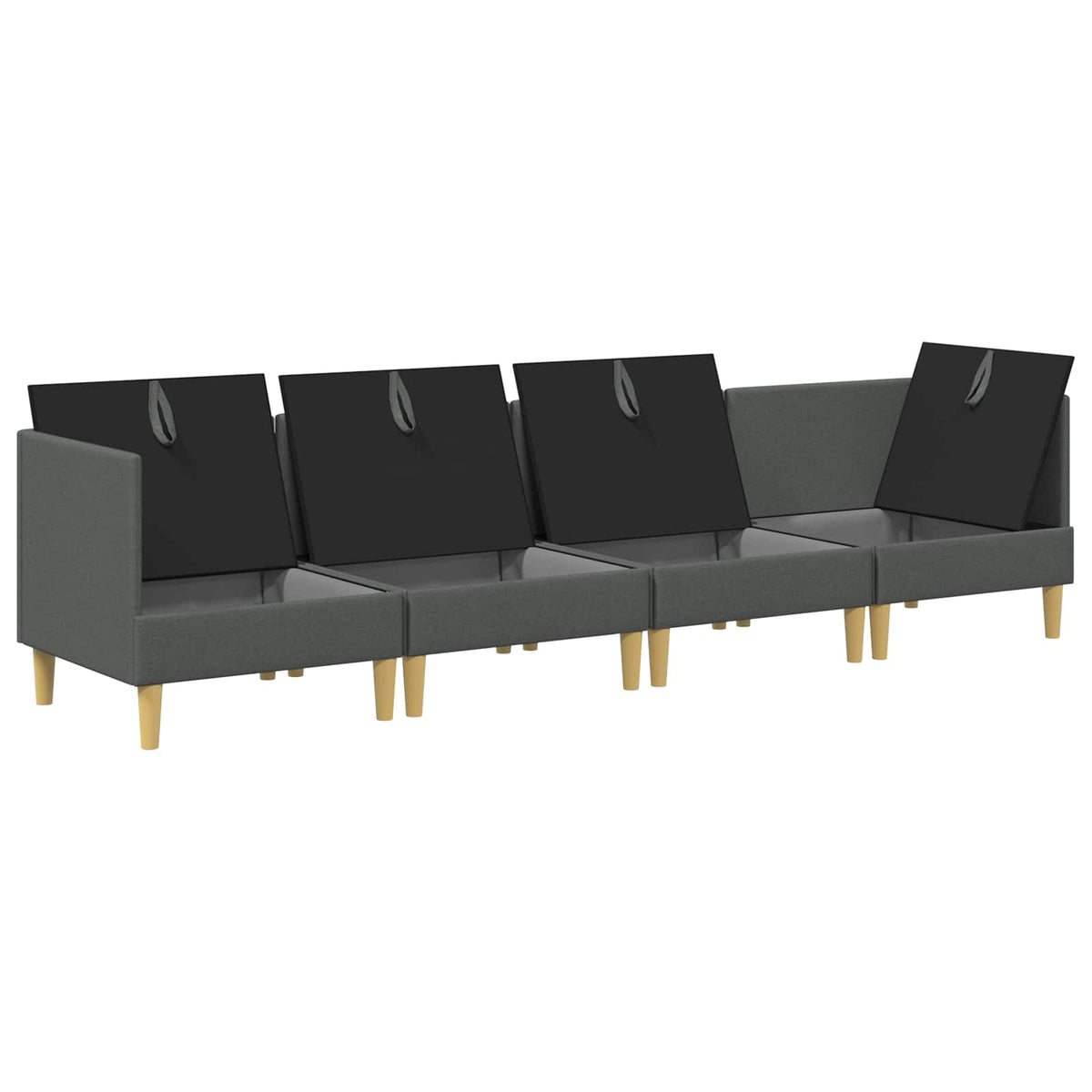 Modular Sofa Set with Storage 4 pcs Dark Grey Fabric