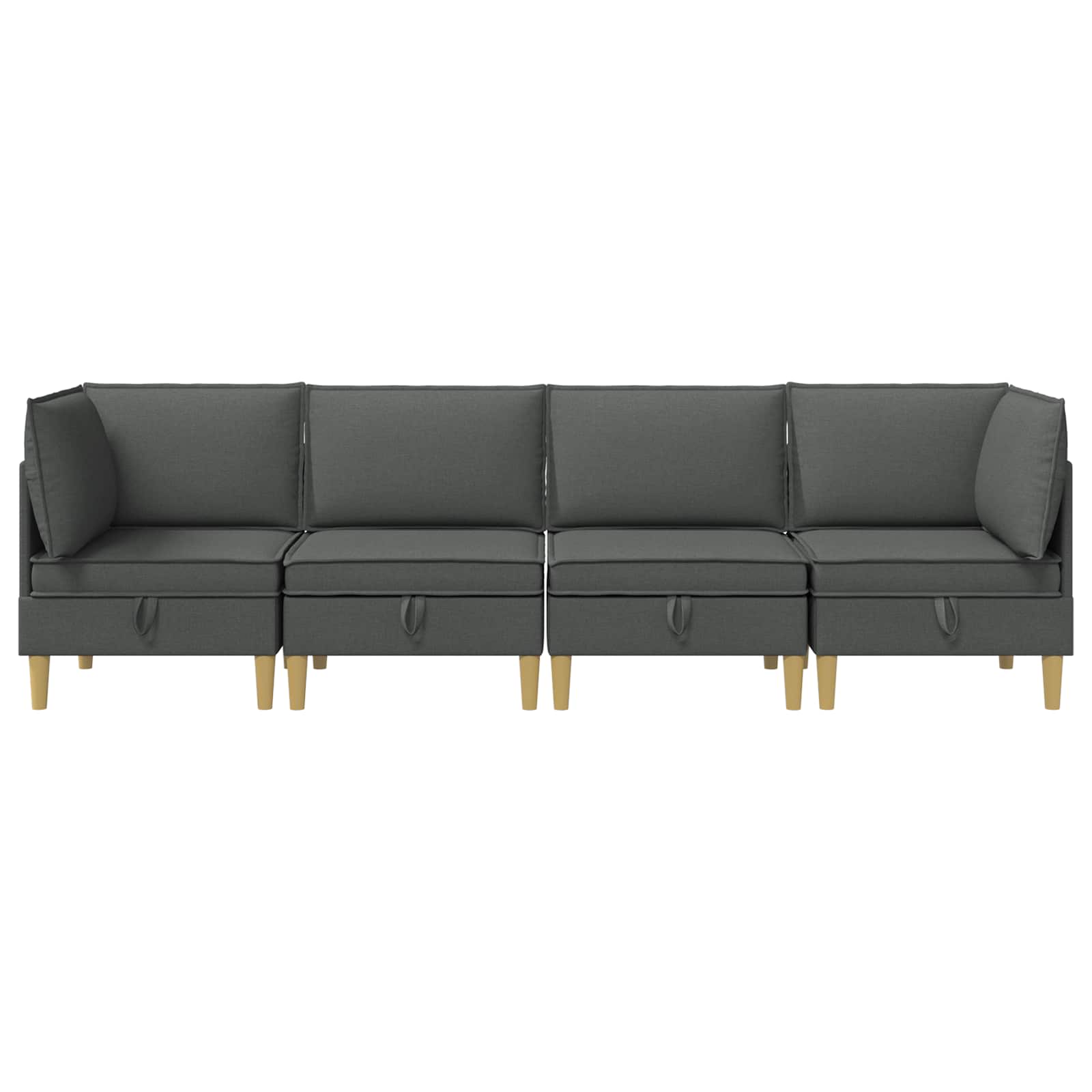 Modular Sofa Set with Storage 4 pcs Dark Grey Fabric