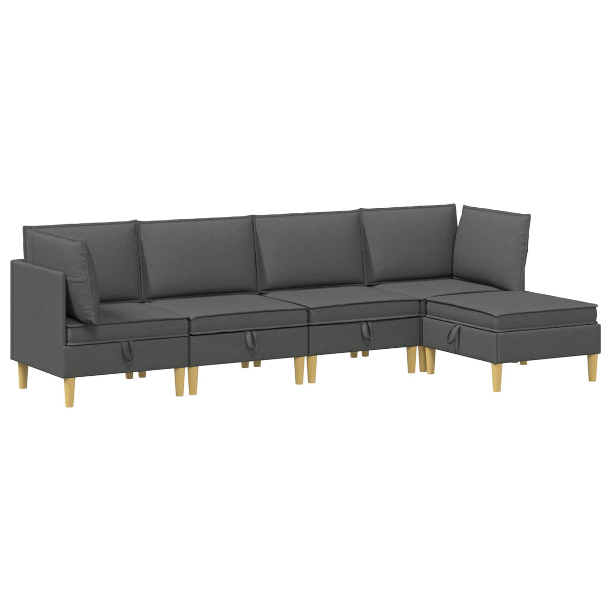 Modular Sofa Set with Storage 5 pcs Dark Grey Fabric