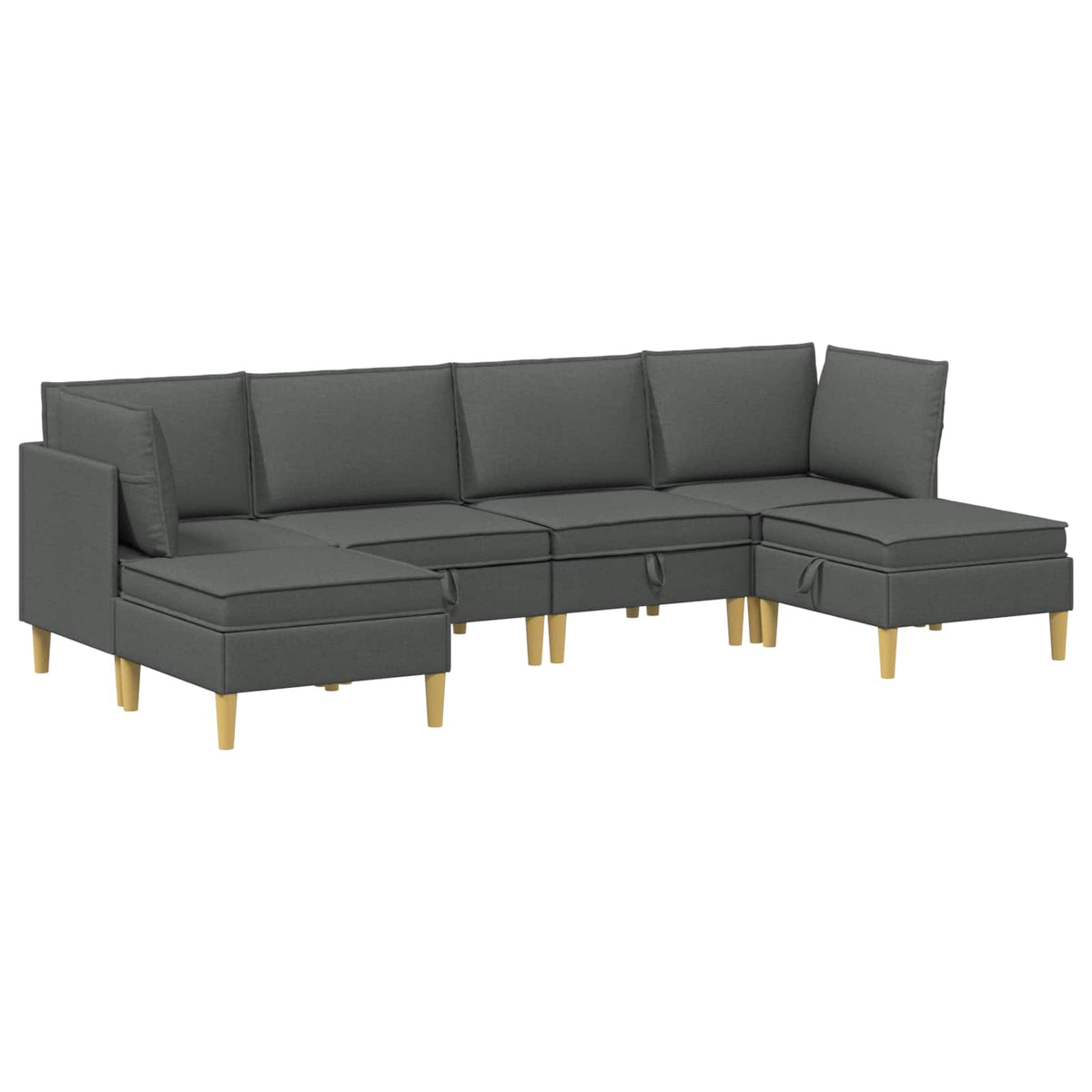 Modular Sofa Set with Storage 6 pcs Dark Grey Fabric
