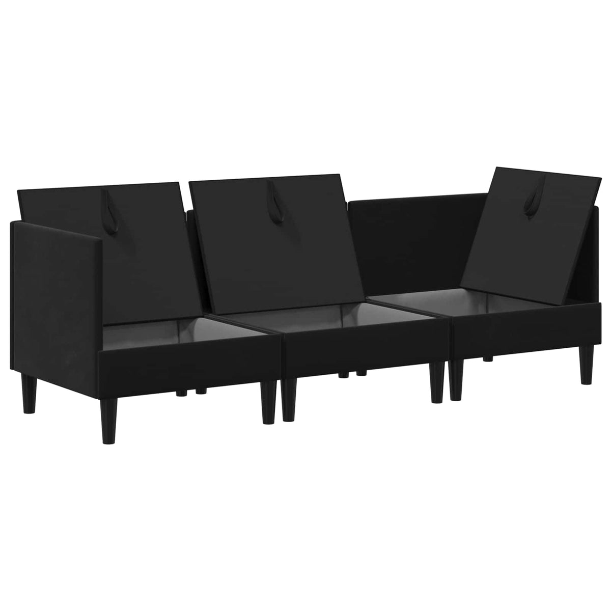 Living Room Furniture Set with Cushion 3 pcs Black Velvet