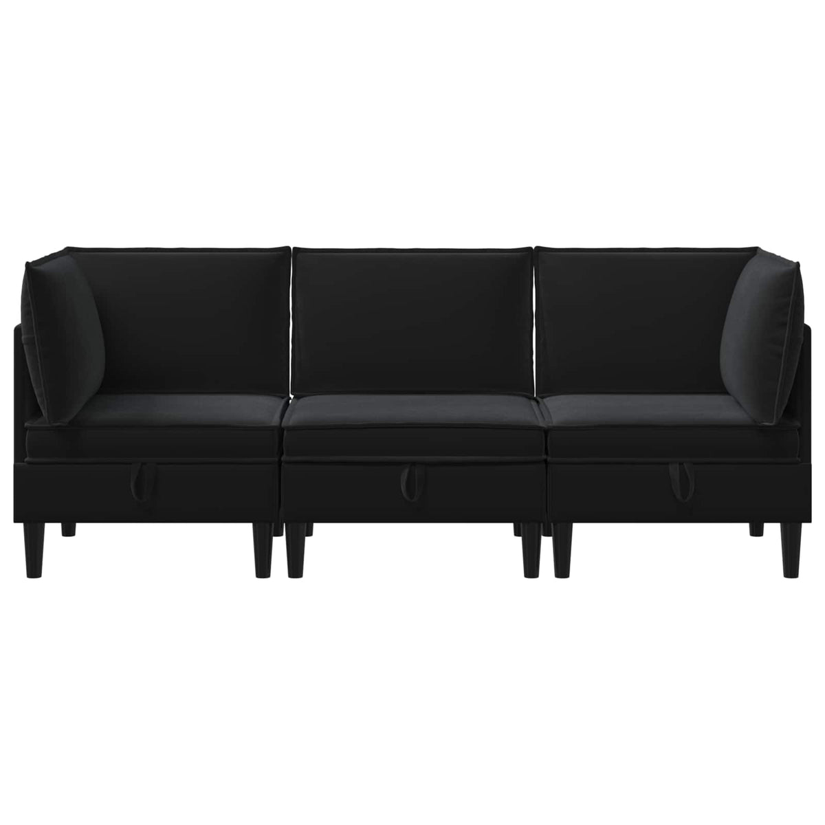 Living Room Furniture Set with Cushion 3 pcs Black Velvet