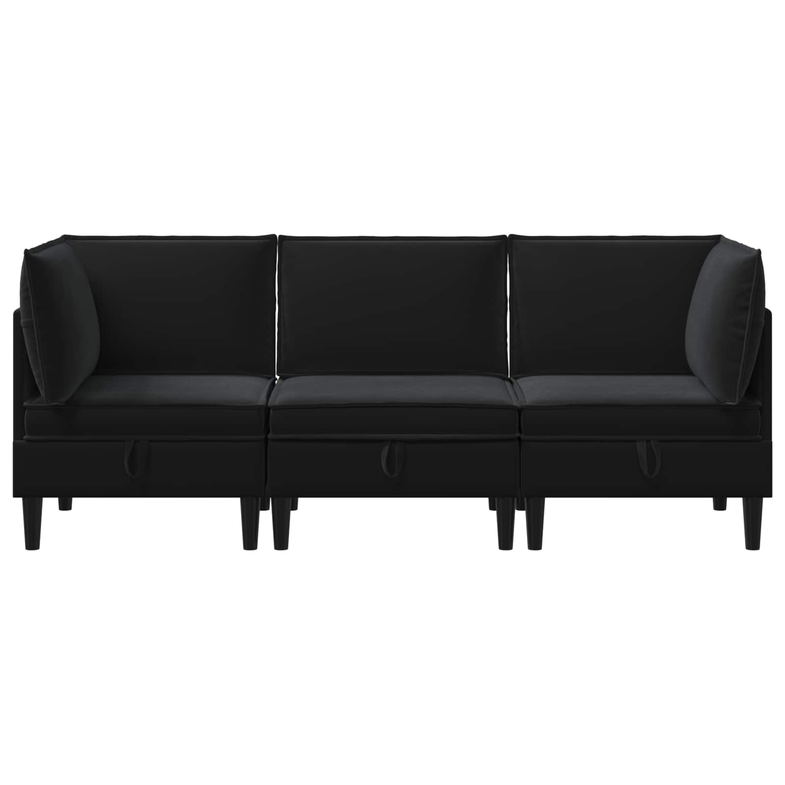 Living Room Furniture Set with Cushion 3 pcs Black Velvet