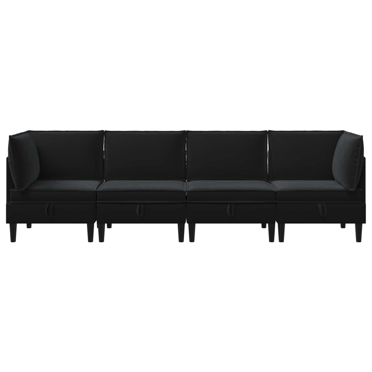Living Room Furniture Set with Cushion 4 pcs Black Velvet