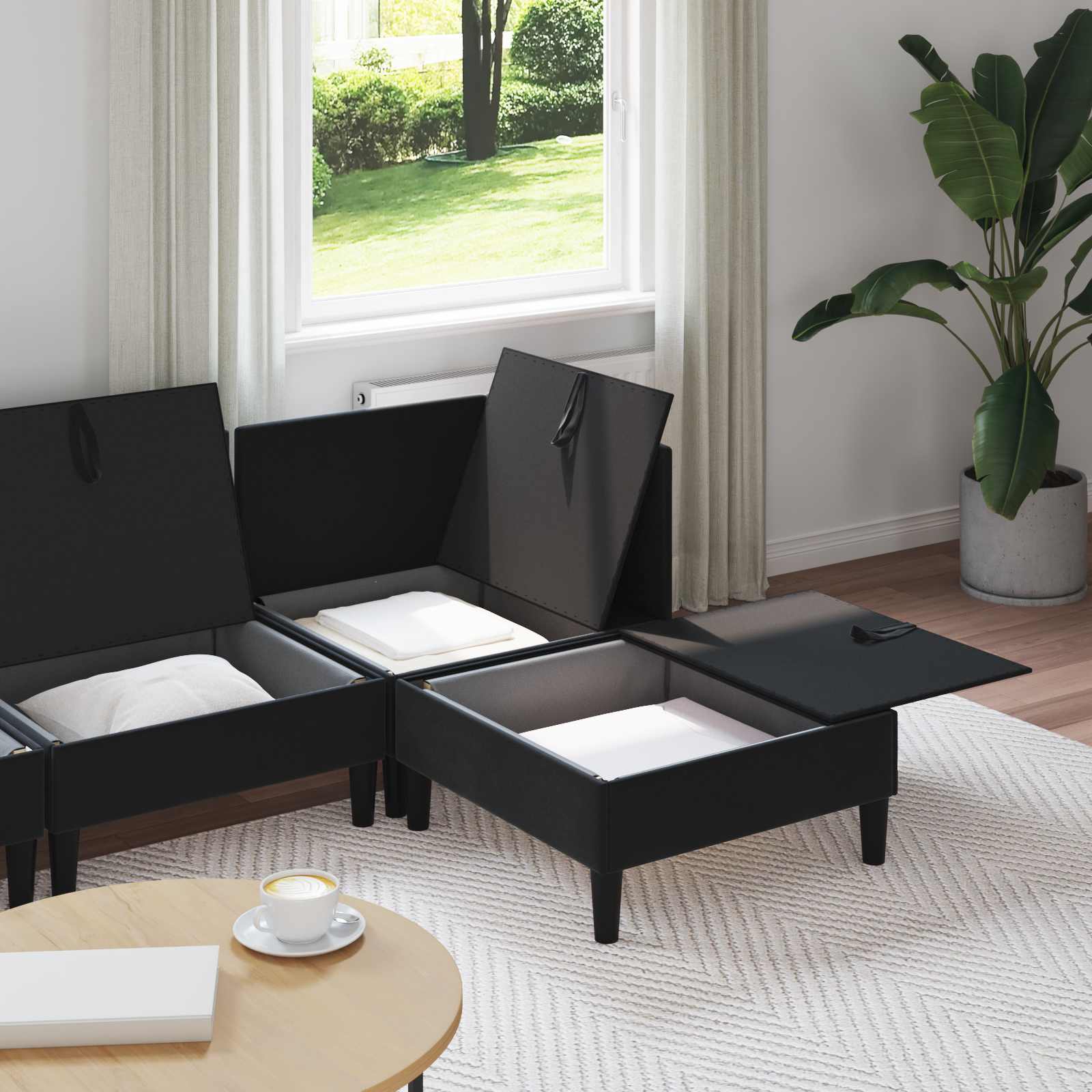 Living Room Furniture Set with Cushion 4 pcs Black Velvet