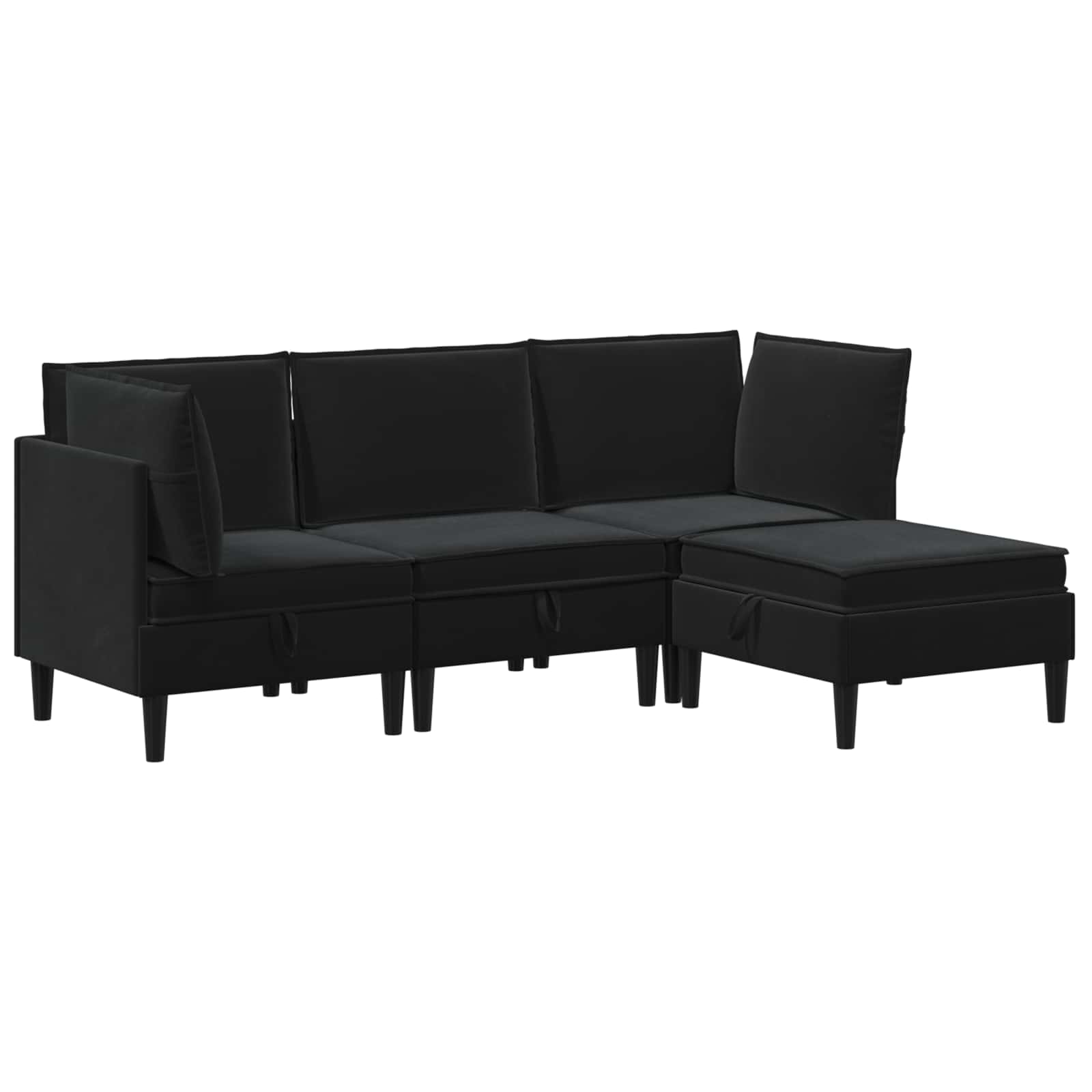 Living Room Furniture Set with Cushion 4 pcs Black Velvet