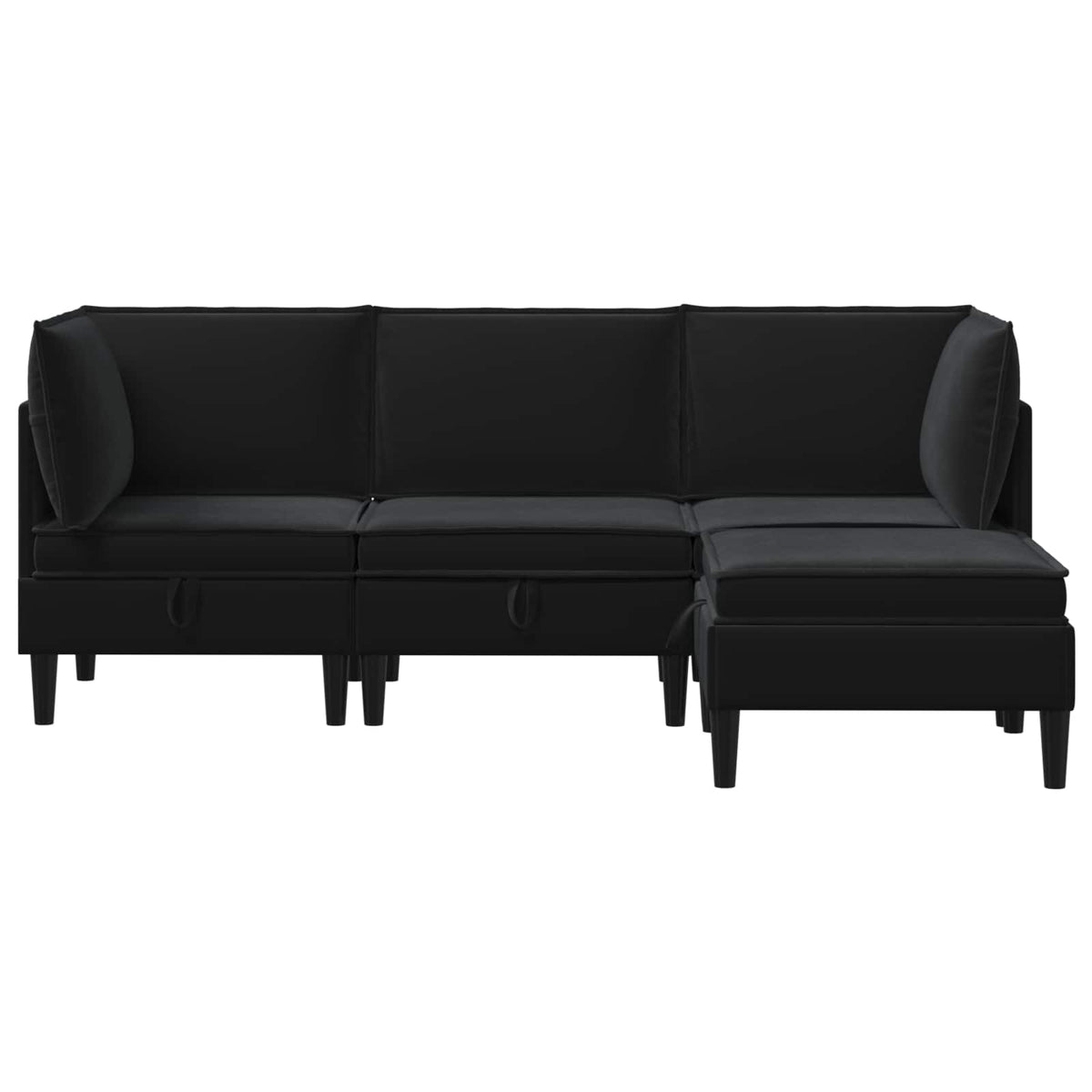 Living Room Furniture Set with Cushion 4 pcs Black Velvet
