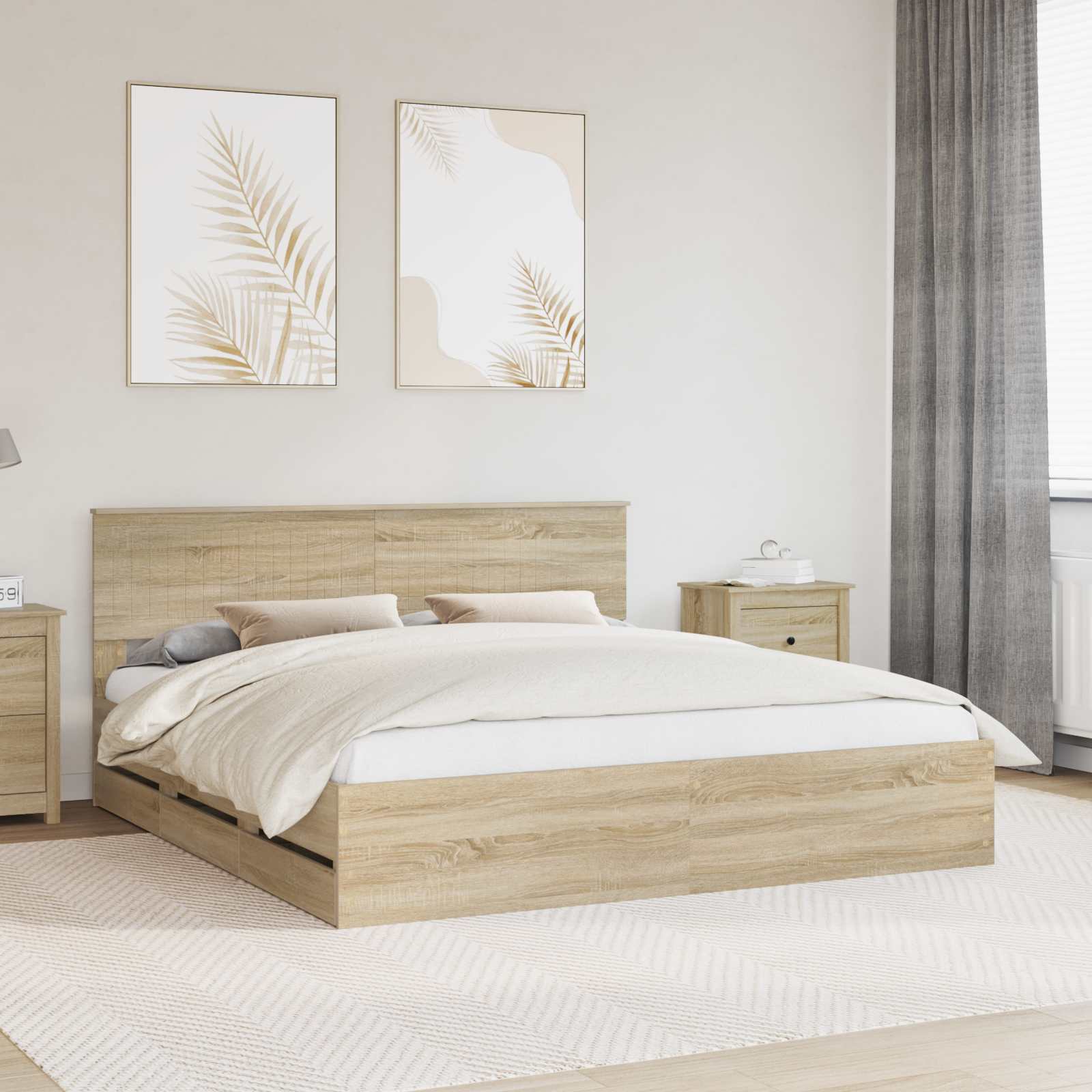 Bed Frame with Drawer Sonoma Oak 180 x 200 cm Engineered Wood