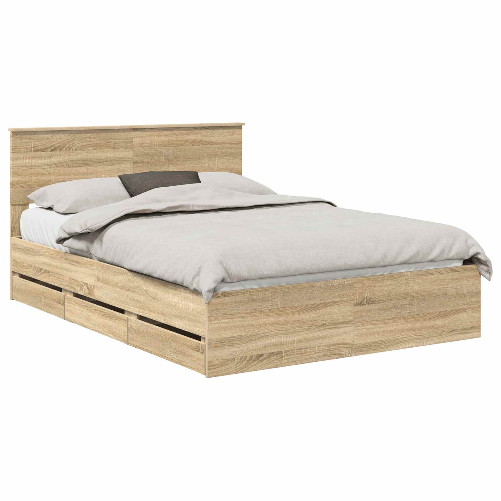 Bed Frame with Drawer Sonoma Oak 135 x 190 cm Engineered Wood