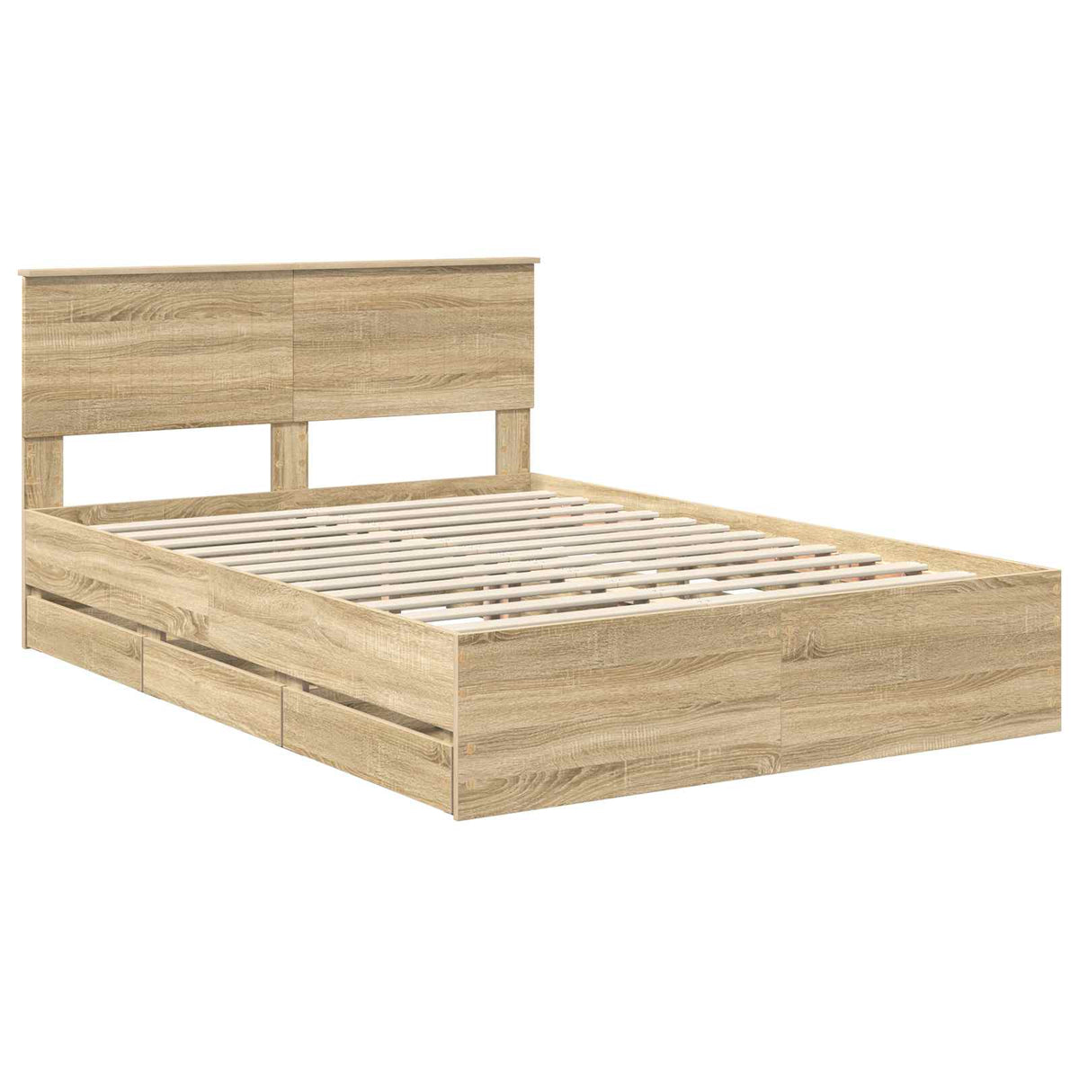 Bed Frame with Drawer Sonoma Oak 135 x 190 cm Engineered Wood