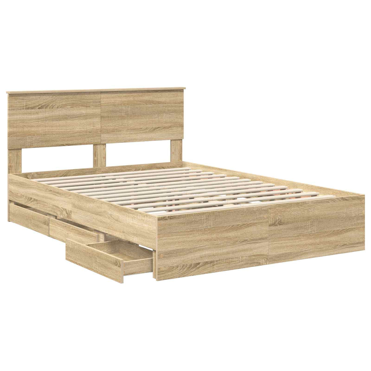 Bed Frame with Drawer Sonoma Oak 135 x 190 cm Engineered Wood