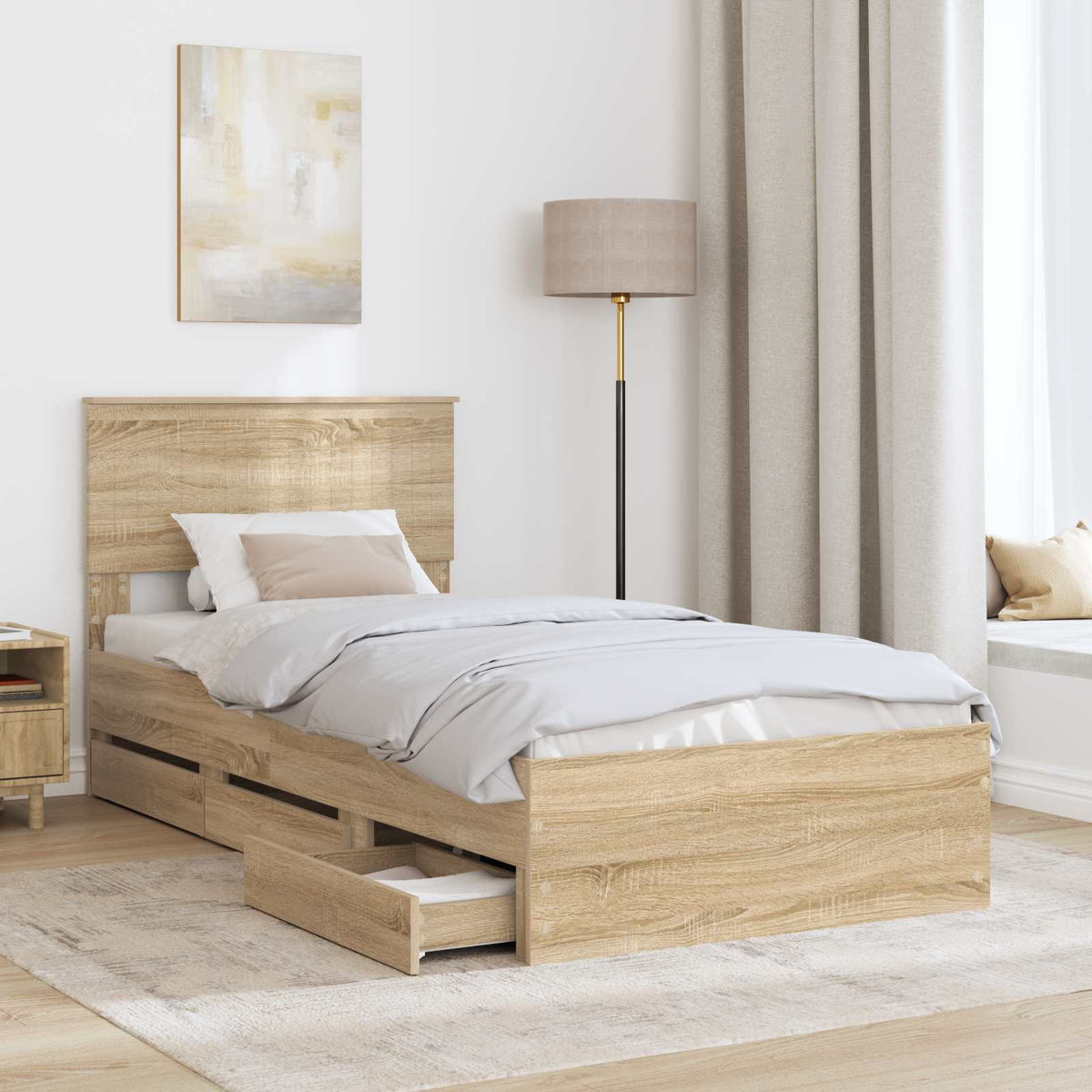Bed Frame with Drawer Sonoma Oak 90 x 190 cm Engineered Wood