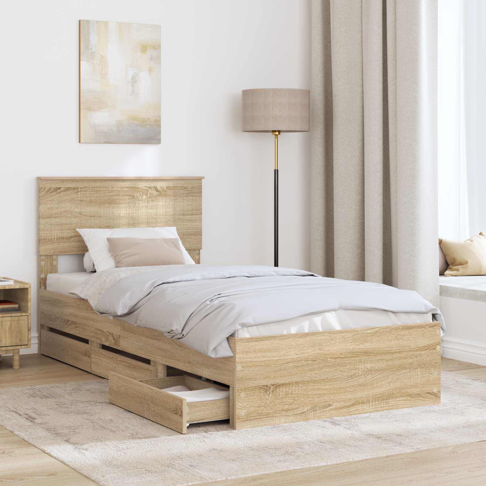 Bed Frame with Drawer Sonoma Oak 90 x 190 cm Engineered Wood