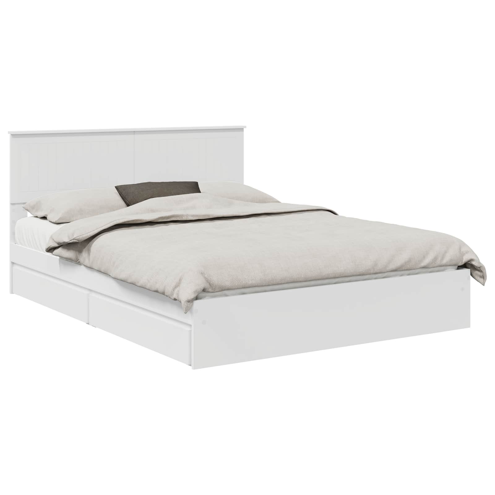 Storage Bed with Headboard White 150 x 200 cm Engineered Wood