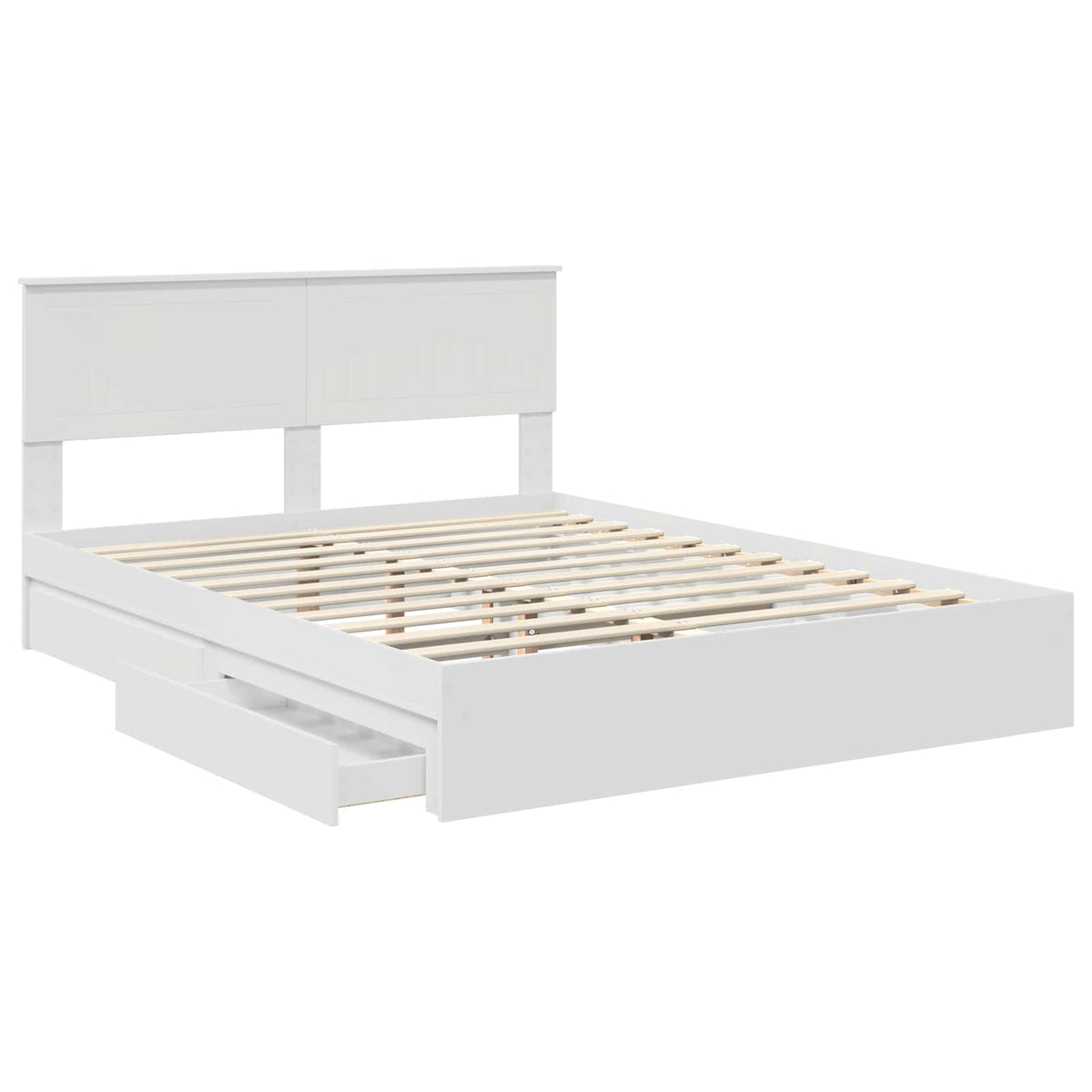 Storage Bed with Headboard White 150 x 200 cm Engineered Wood