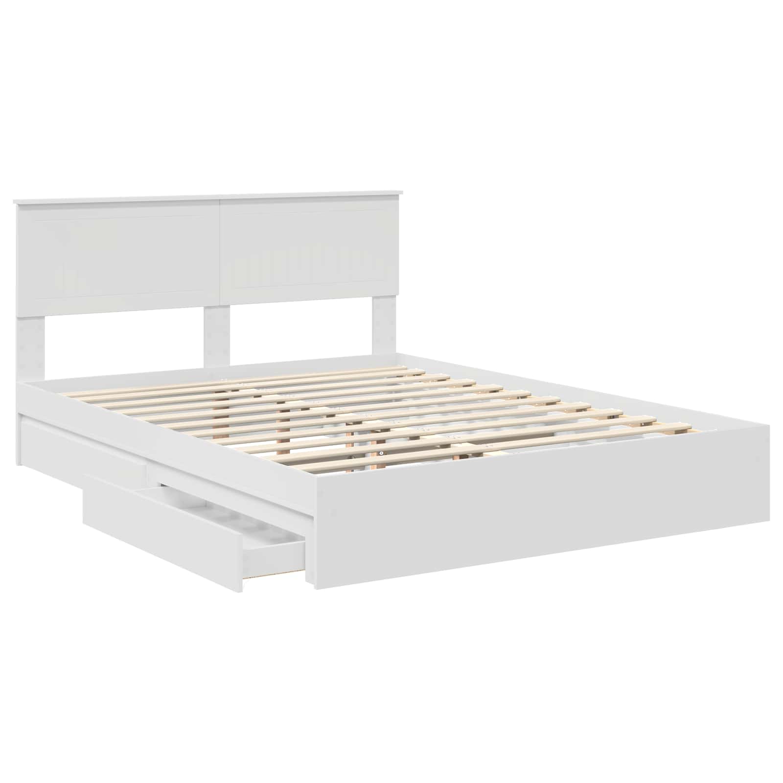 Storage Bed with Headboard White 150 x 200 cm Engineered Wood