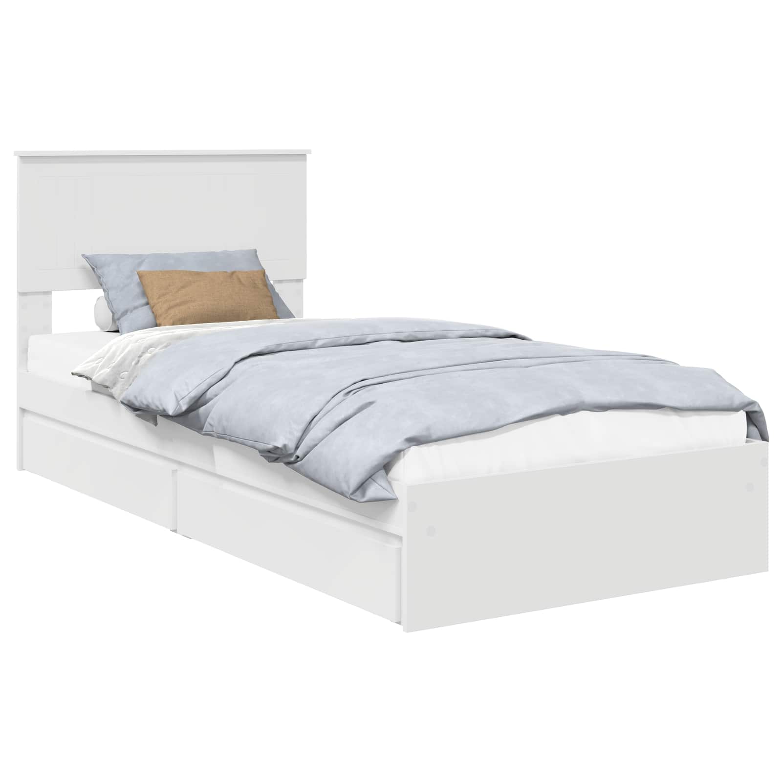 Storage Bed with Headboard White 90 x 190 cm Engineered Wood