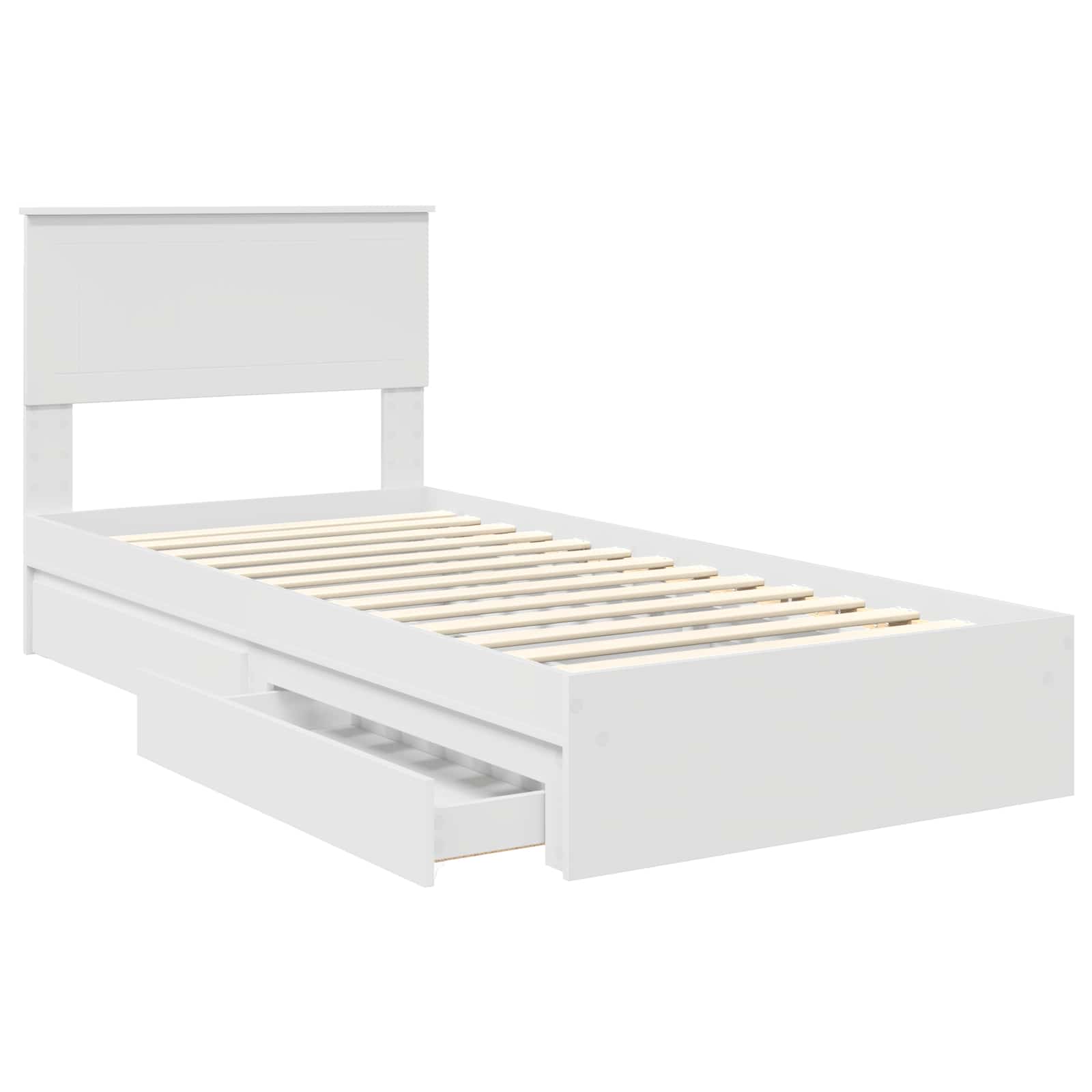 Storage Bed with Headboard White 90 x 190 cm Engineered Wood