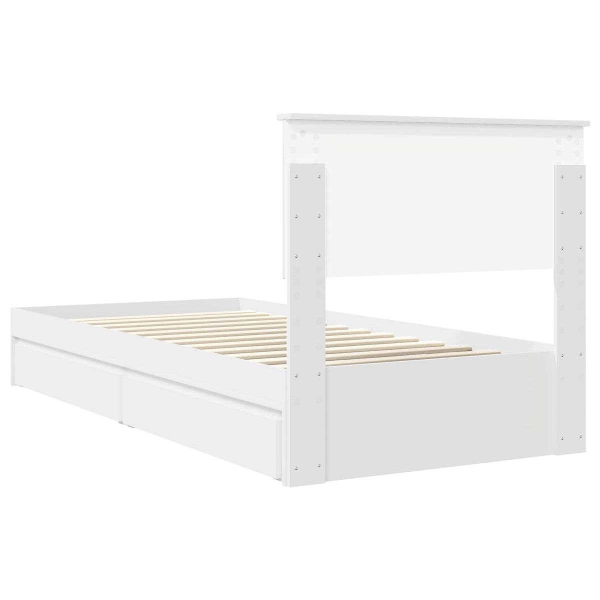 Storage Bed with Headboard White 90 x 190 cm Engineered Wood
