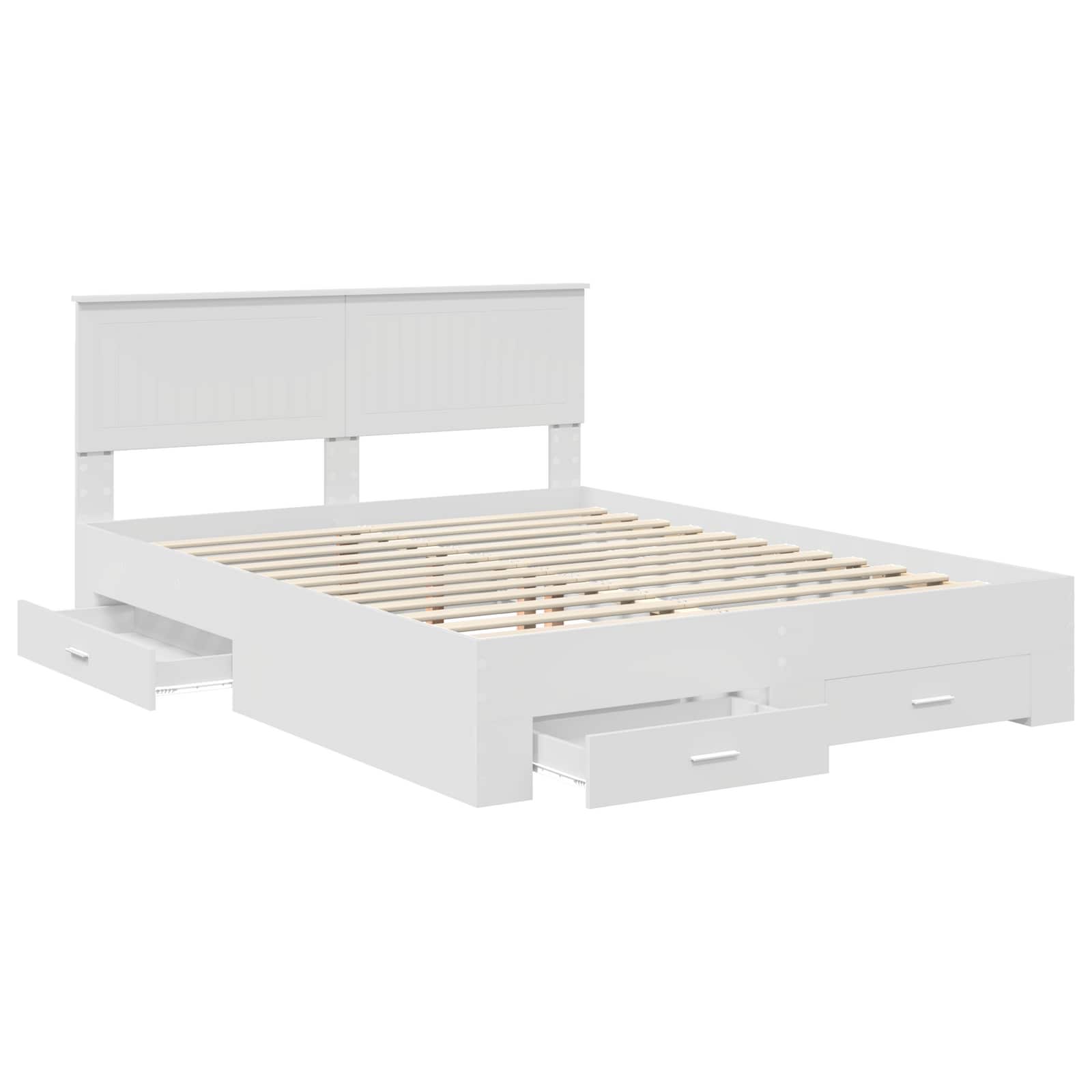 Bed Frame with Headboard White 150 x 200 cm Engineered Wood