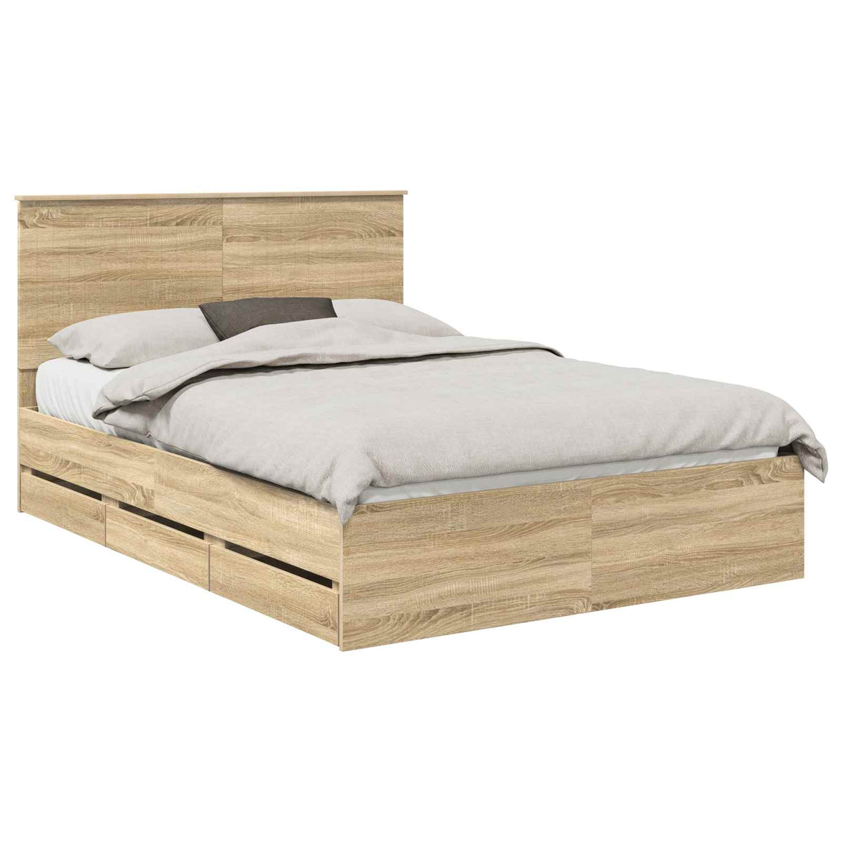 Bed Frame with Drawer Sonoma Oak 135 x 190 cm Engineered Wood