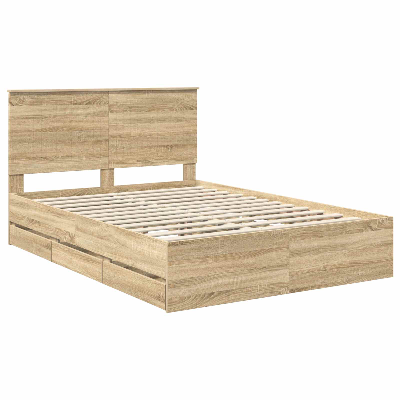 Bed Frame with Drawer Sonoma Oak 135 x 190 cm Engineered Wood