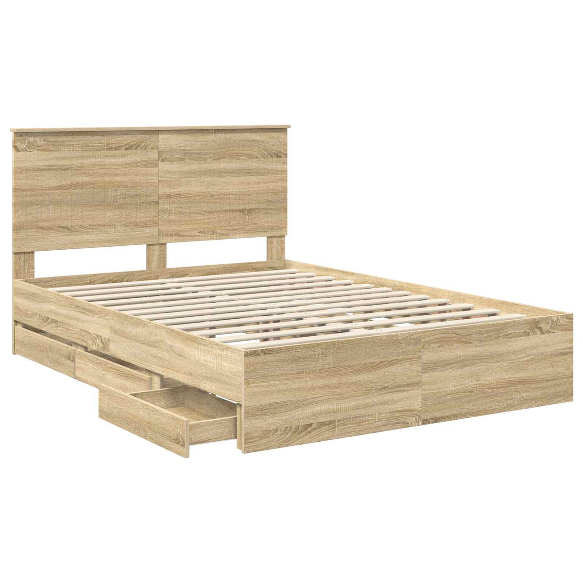 Bed Frame with Drawer Sonoma Oak 135 x 190 cm Engineered Wood
