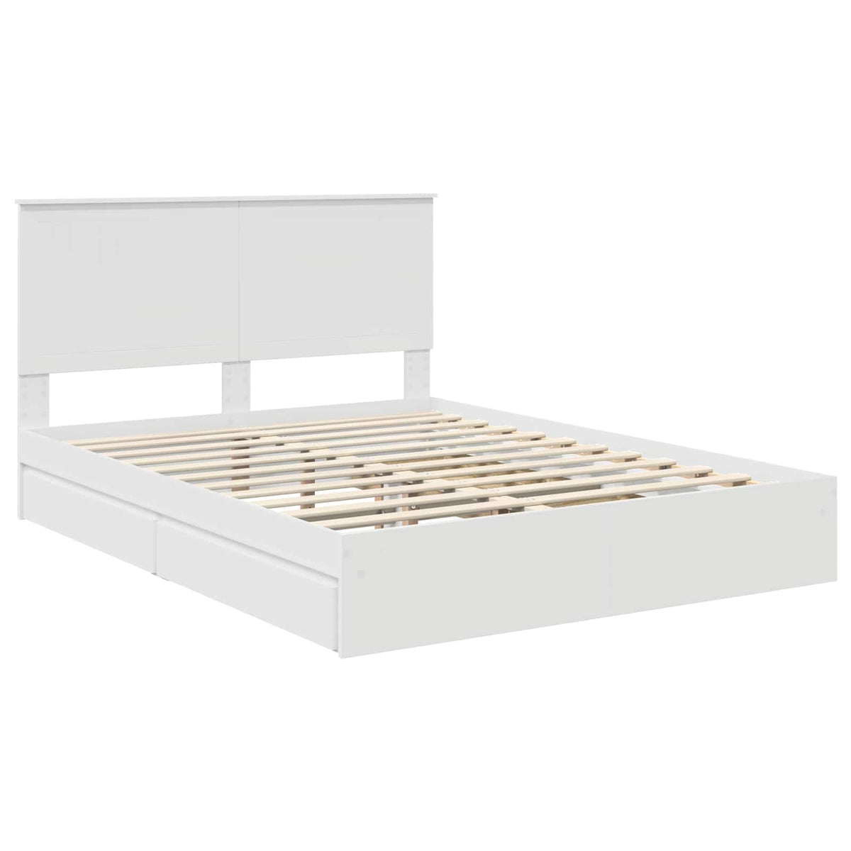 Storage Bed with Headboard White 150 x 200 cm Engineered Wood