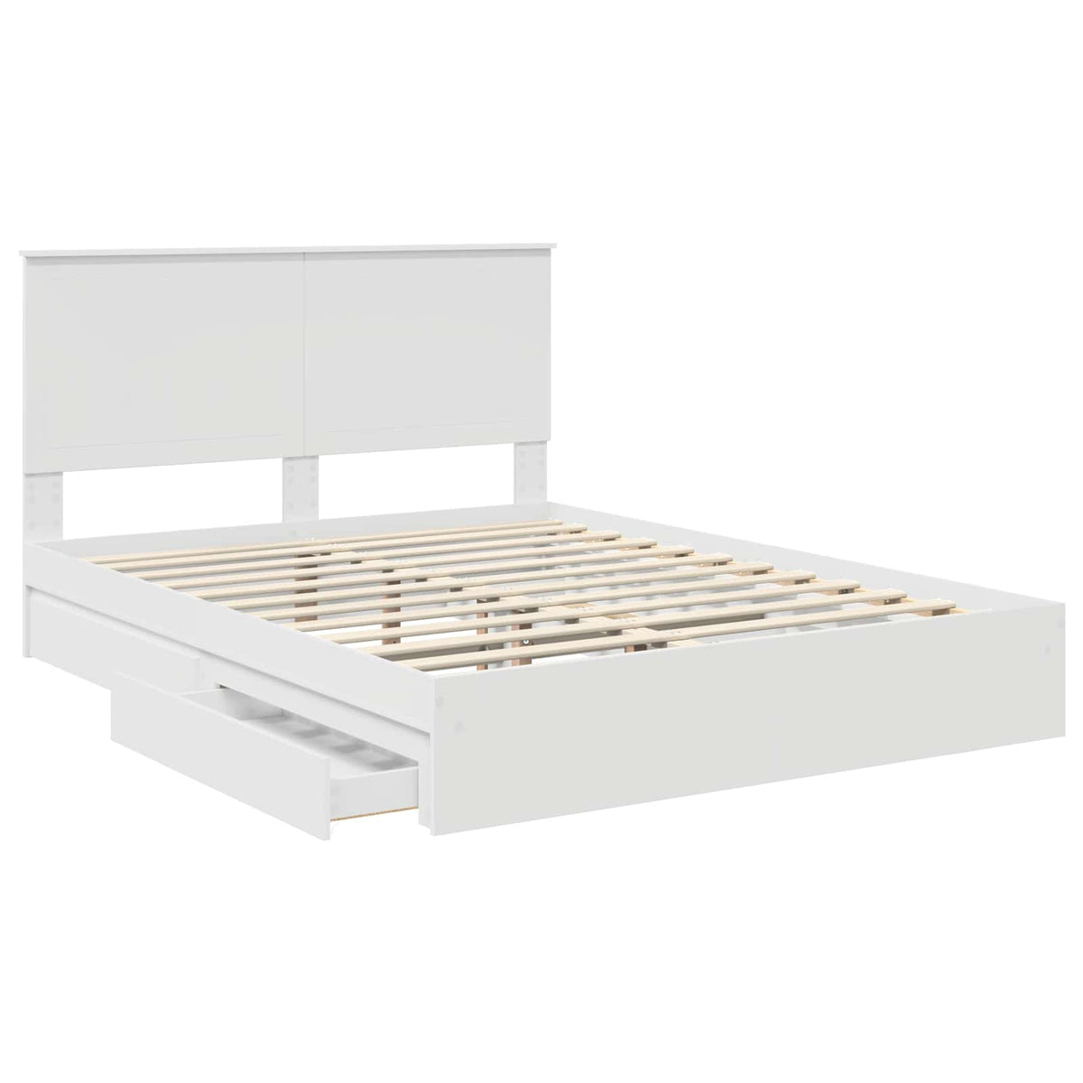 Storage Bed with Headboard White 150 x 200 cm Engineered Wood
