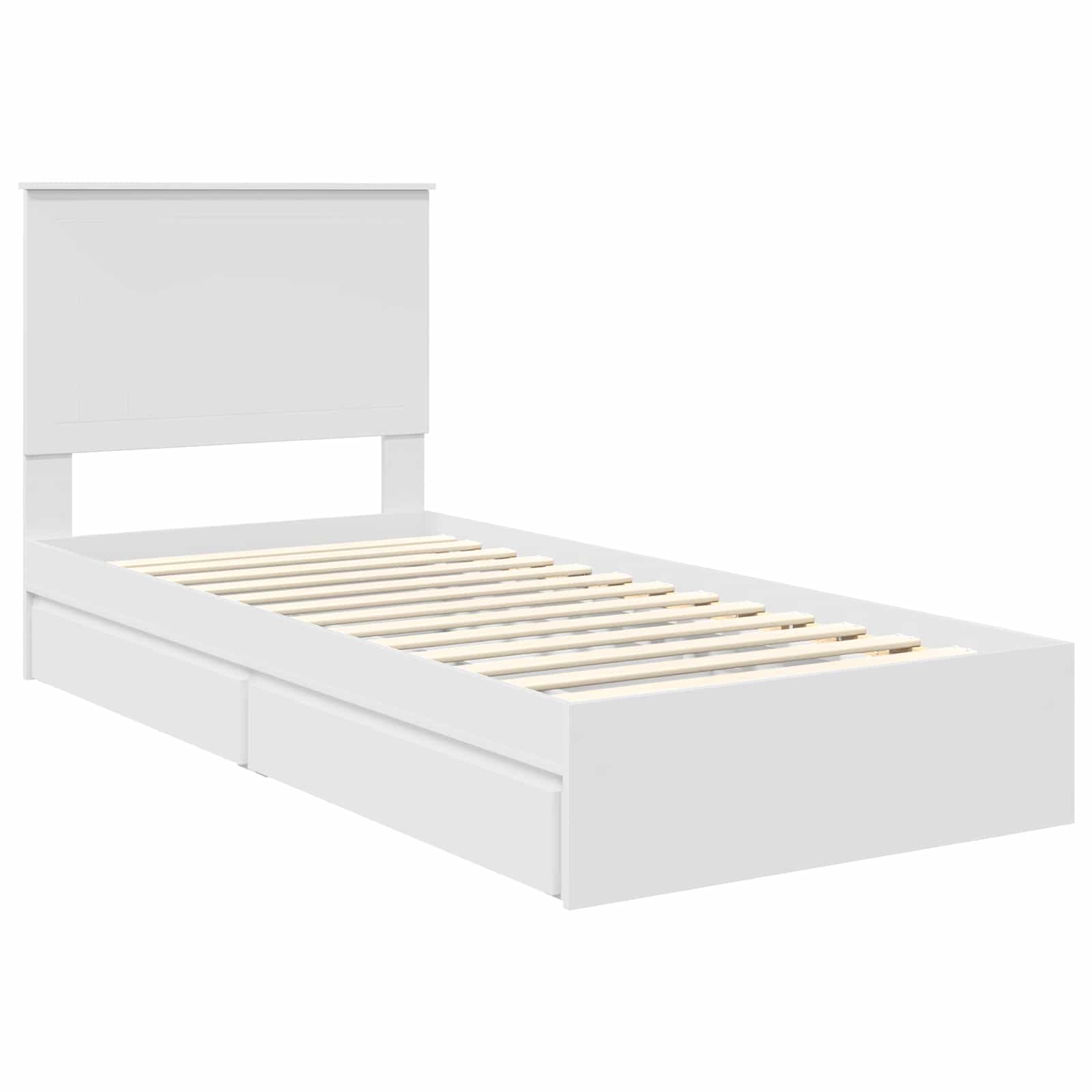 Storage Bed with Headboard White 90 x 190 cm Engineered Wood