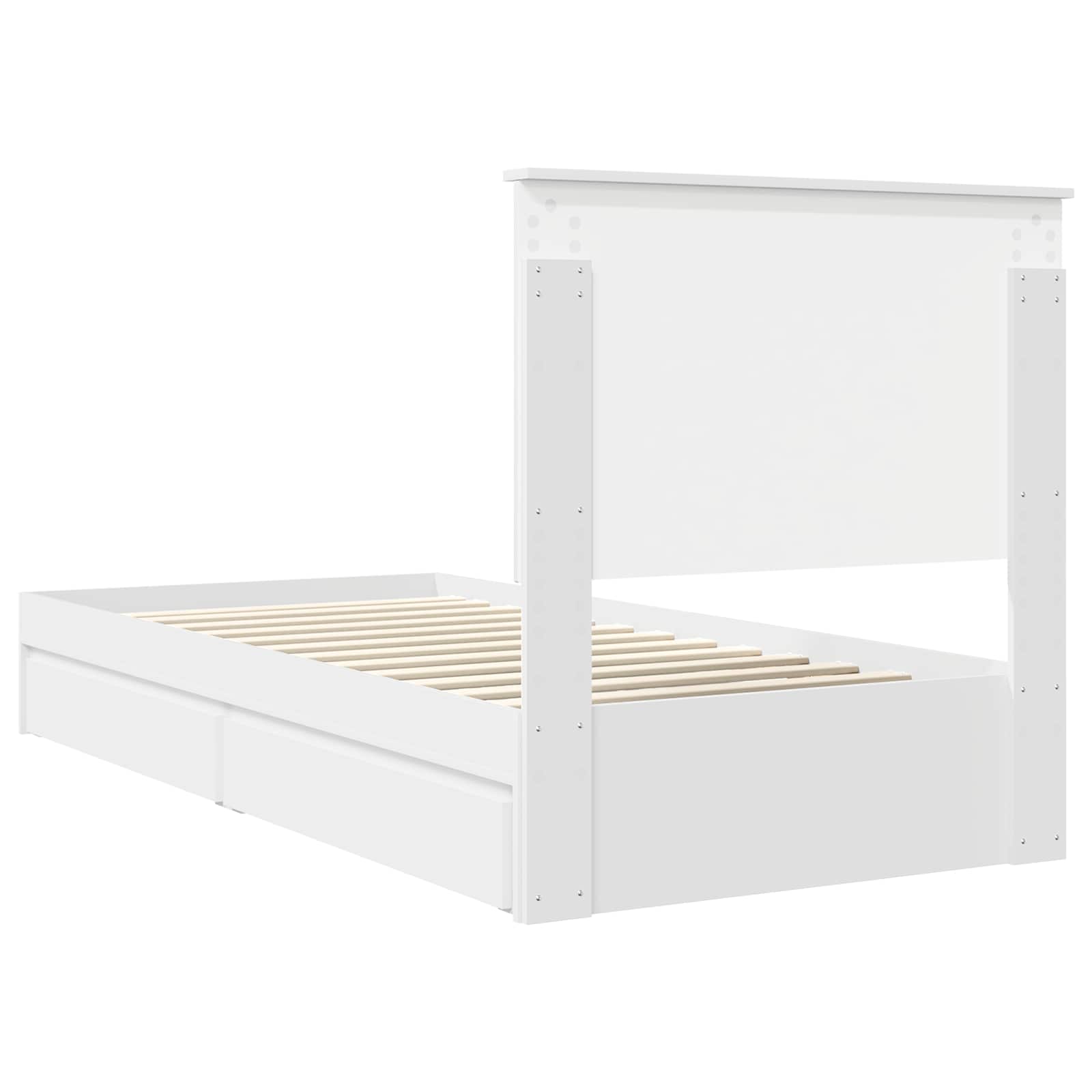 Storage Bed with Headboard White 90 x 190 cm Engineered Wood