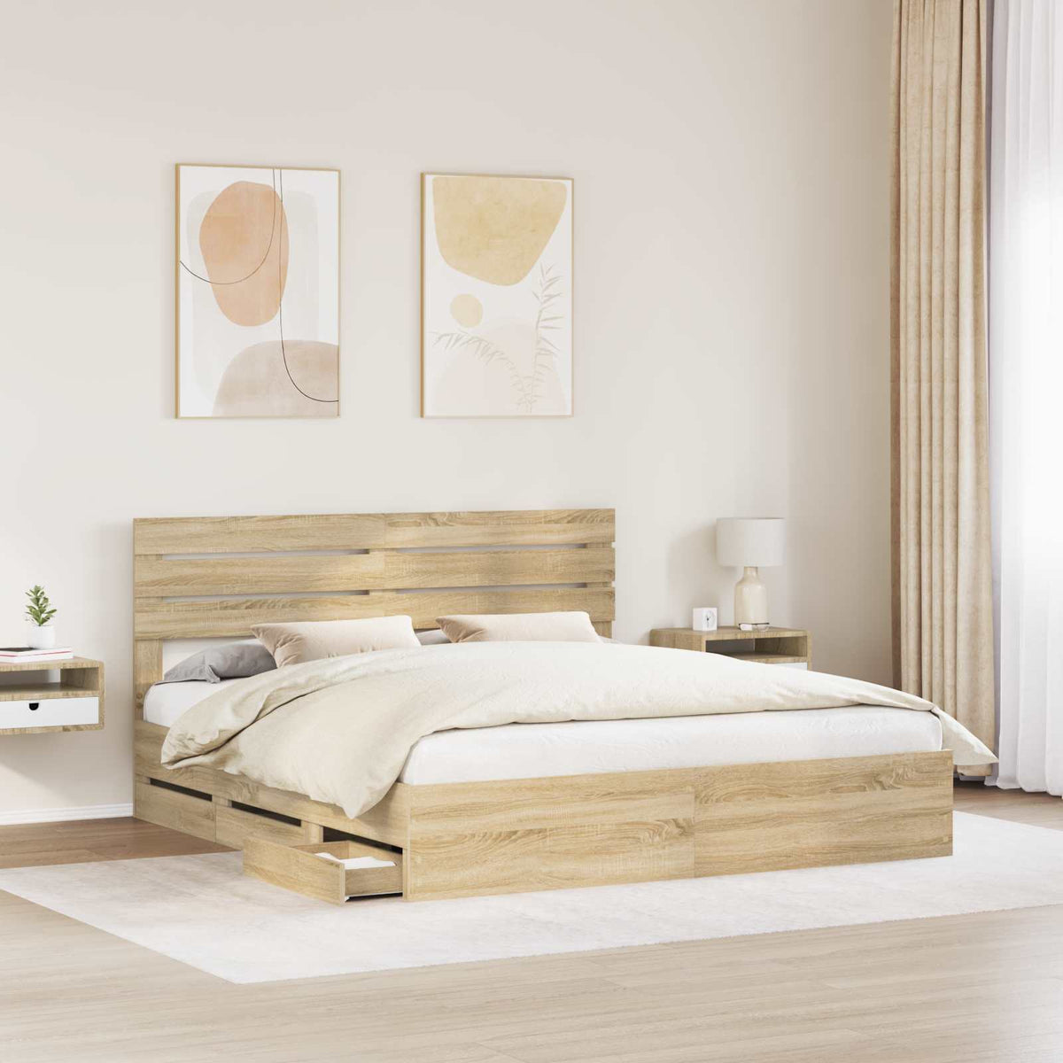 Bed Frame with Drawer Sonoma Oak 180 x 200 cm Engineered Wood