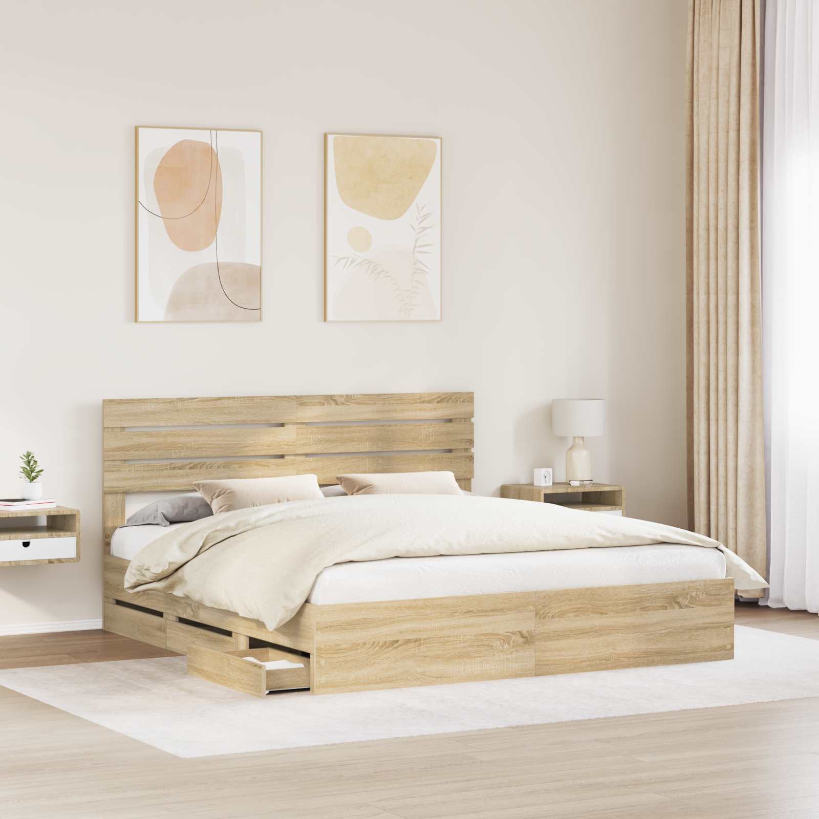 Bed Frame with Drawer Sonoma Oak 180 x 200 cm Engineered Wood