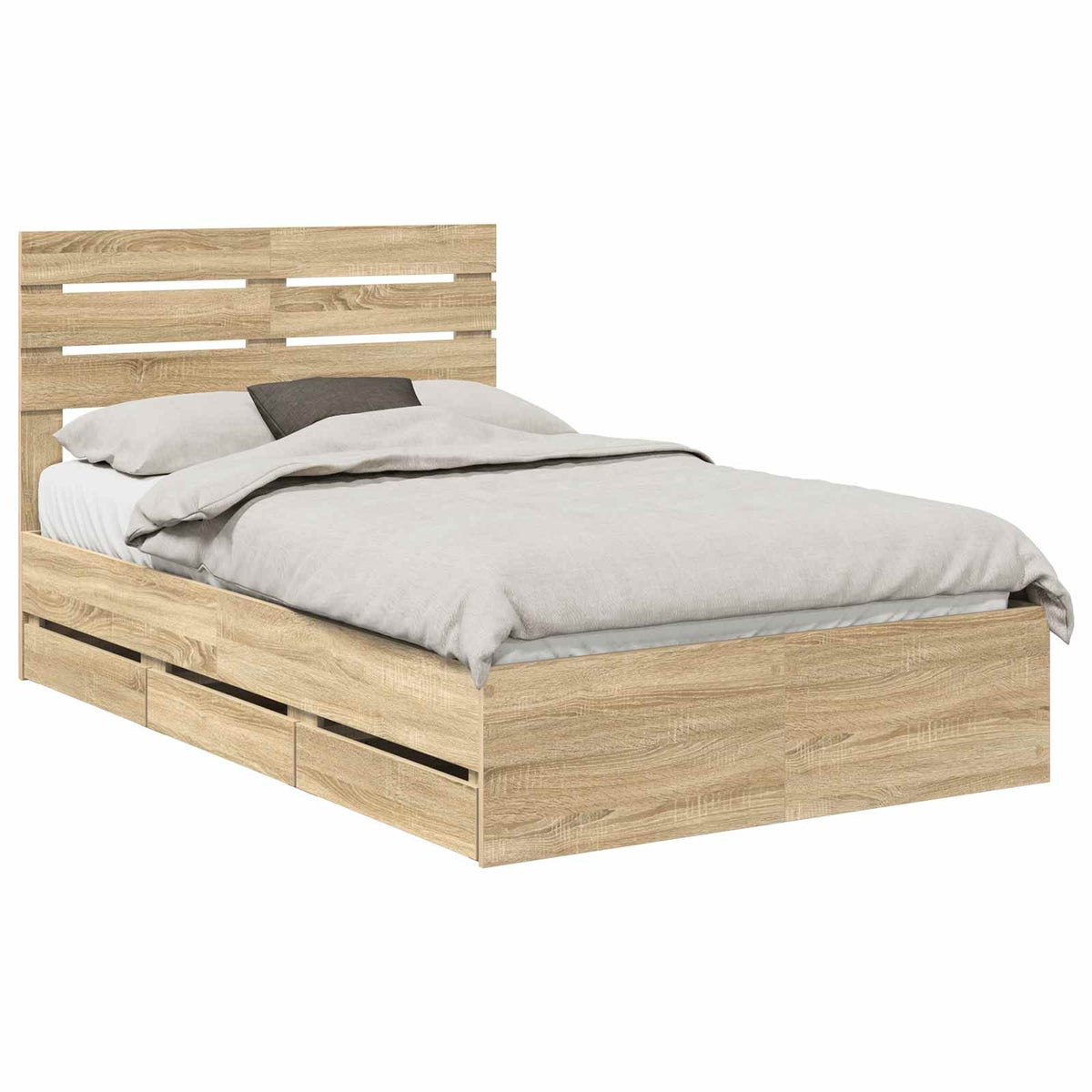 Bed Frame with Drawer Sonoma Oak 135 x 190 cm Engineered Wood