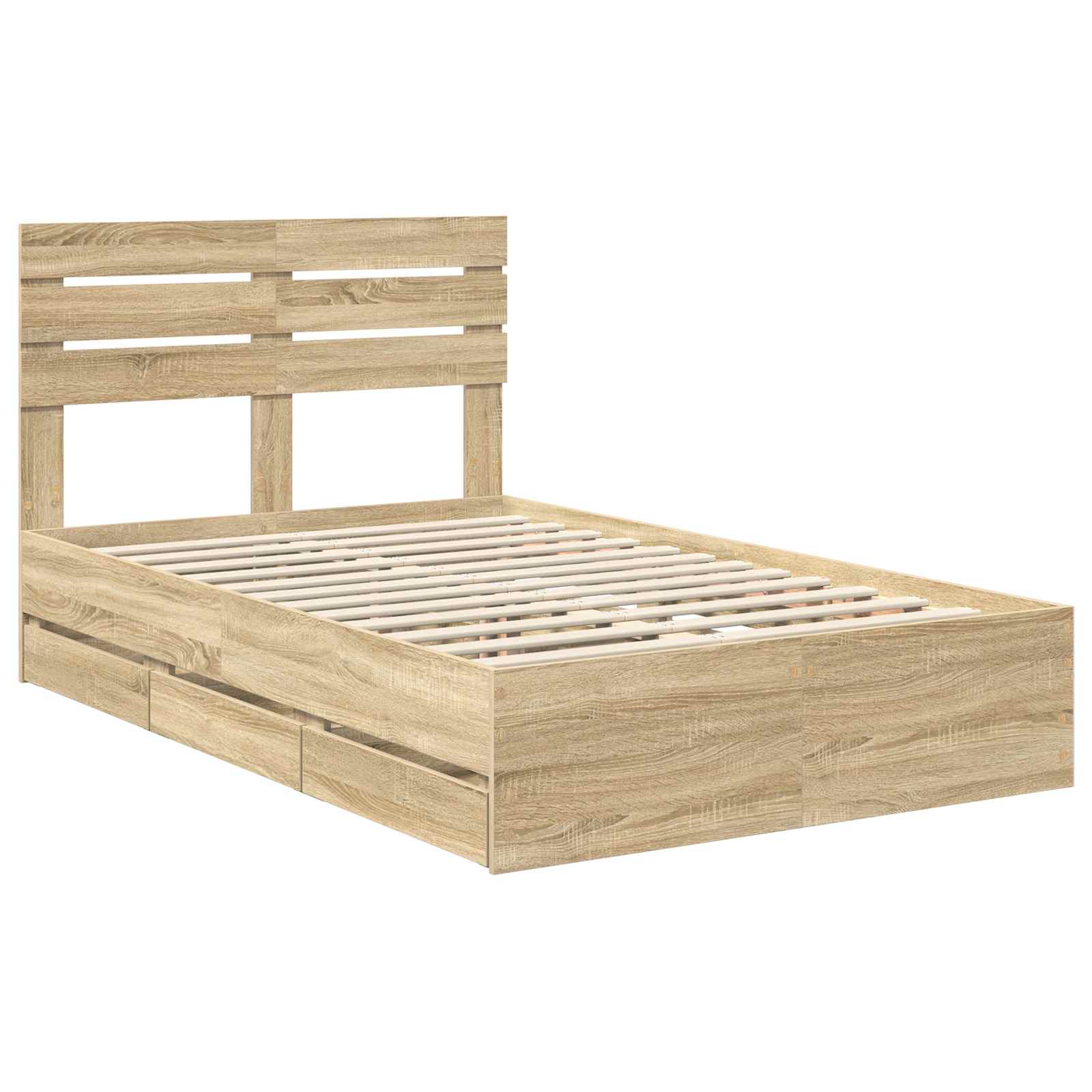 Bed Frame with Drawer Sonoma Oak 135 x 190 cm Engineered Wood