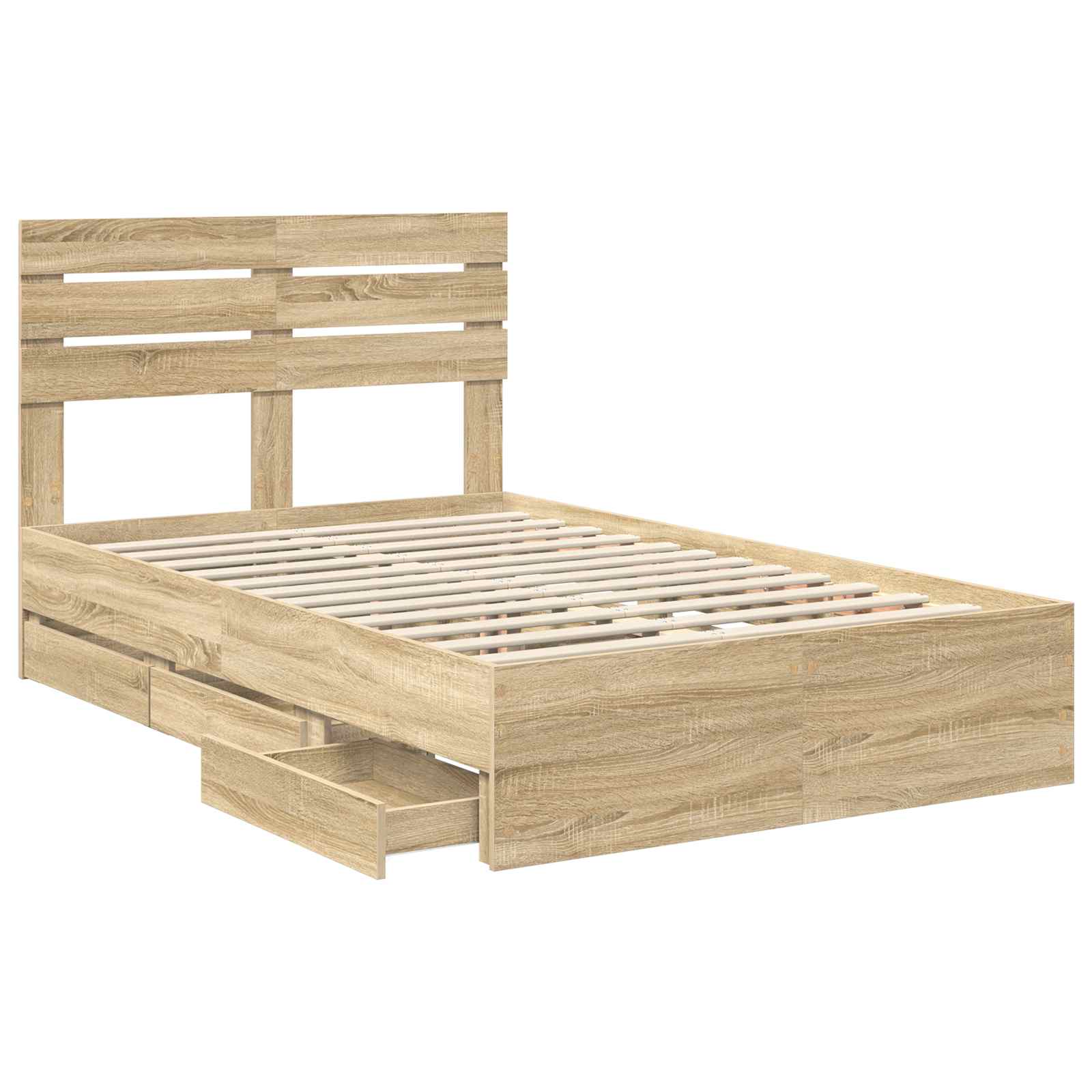 Bed Frame with Drawer Sonoma Oak 135 x 190 cm Engineered Wood