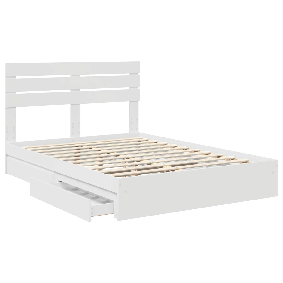 Storage Bed with Headboard White 150 x 200 cm Engineered Wood