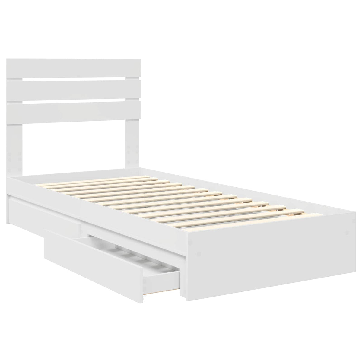 Storage Bed with Headboard White 90 x 190 cm Engineered Wood