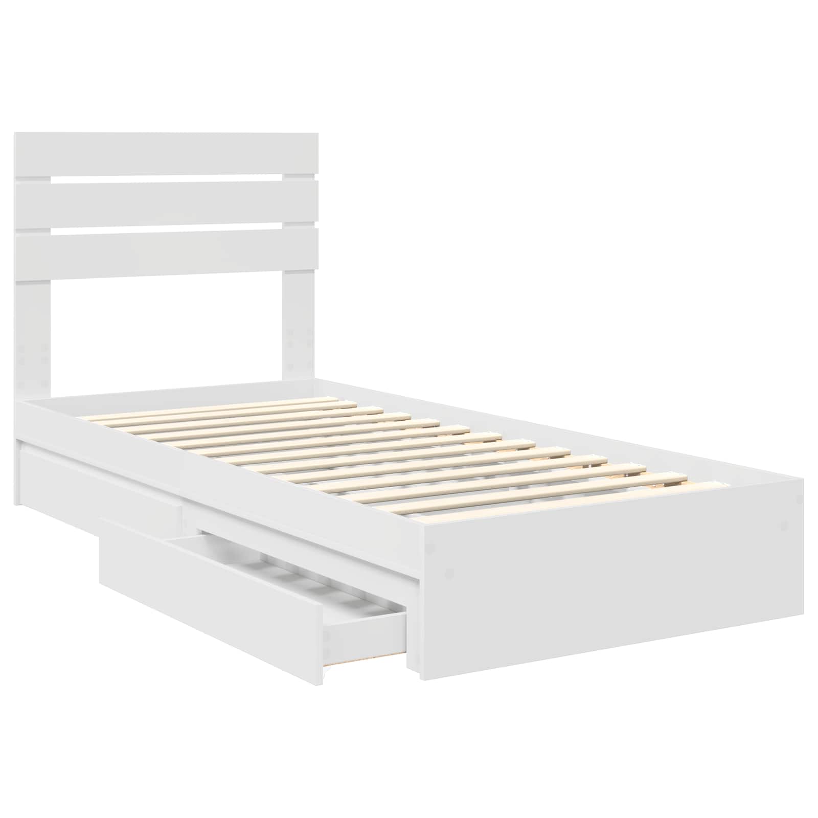 Storage Bed with Headboard White 90 x 190 cm Engineered Wood