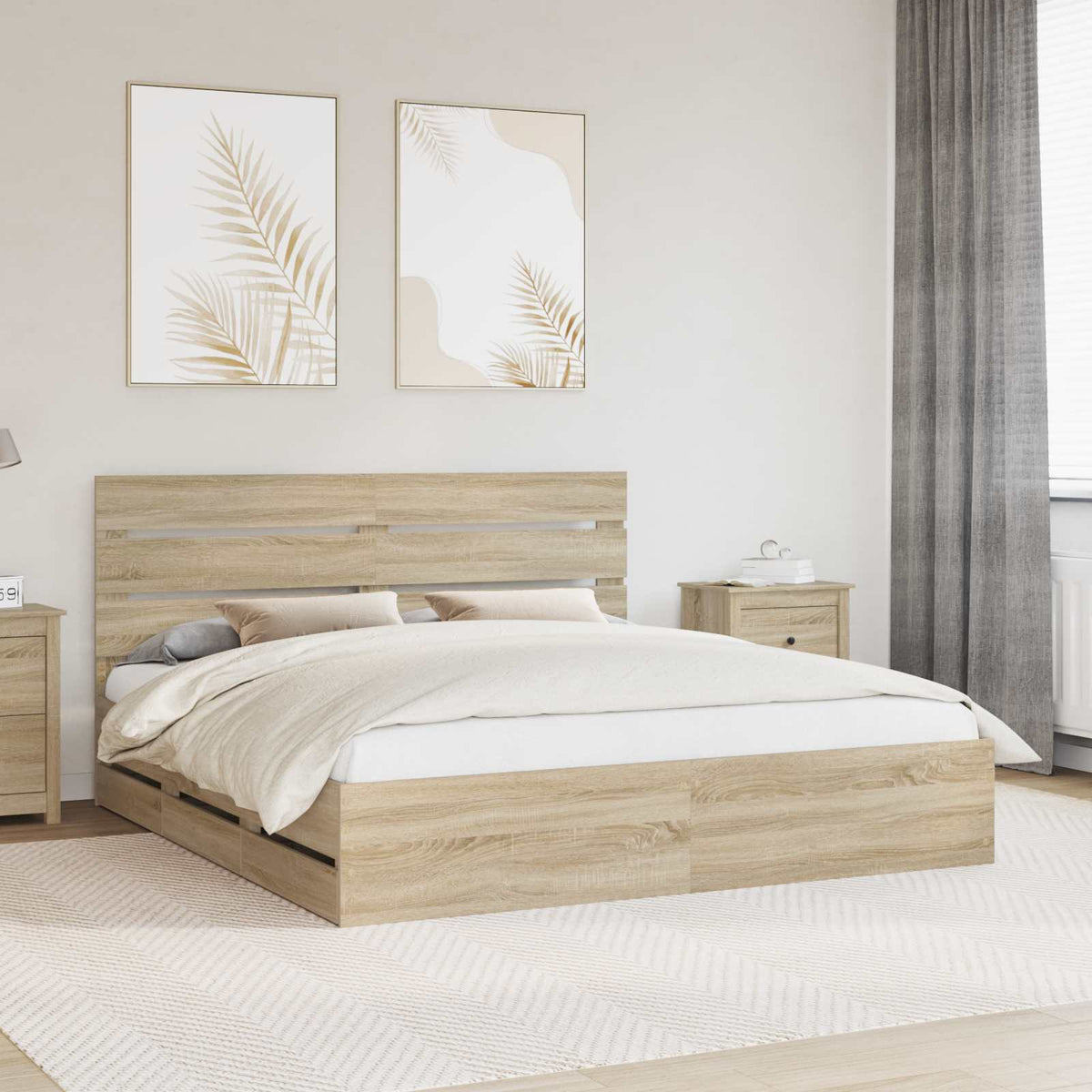 Bed Frame with Drawer Sonoma Oak 180 x 200 cm Engineered Wood