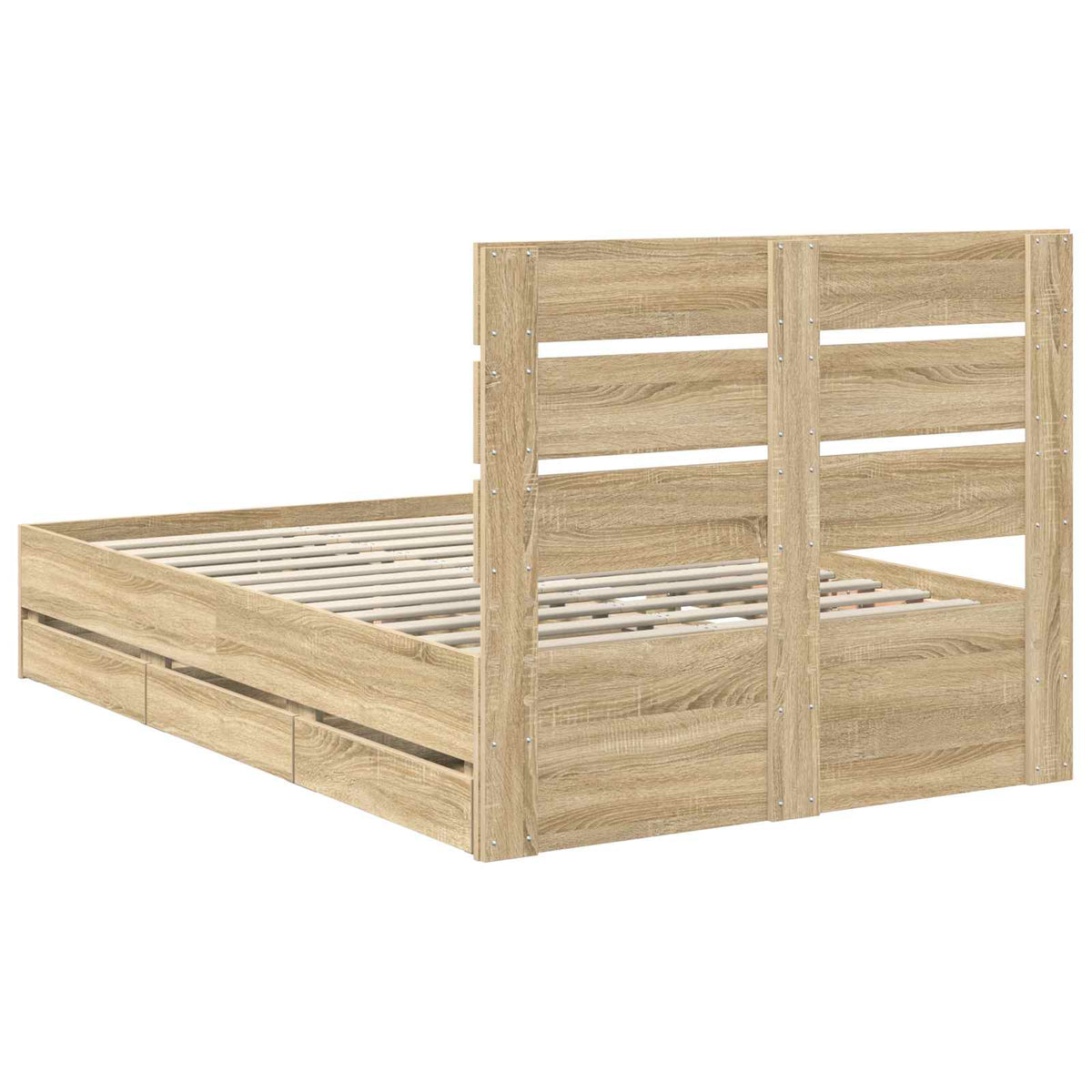 Bed Frame with Drawer Sonoma Oak 135 x 190 cm Engineered Wood