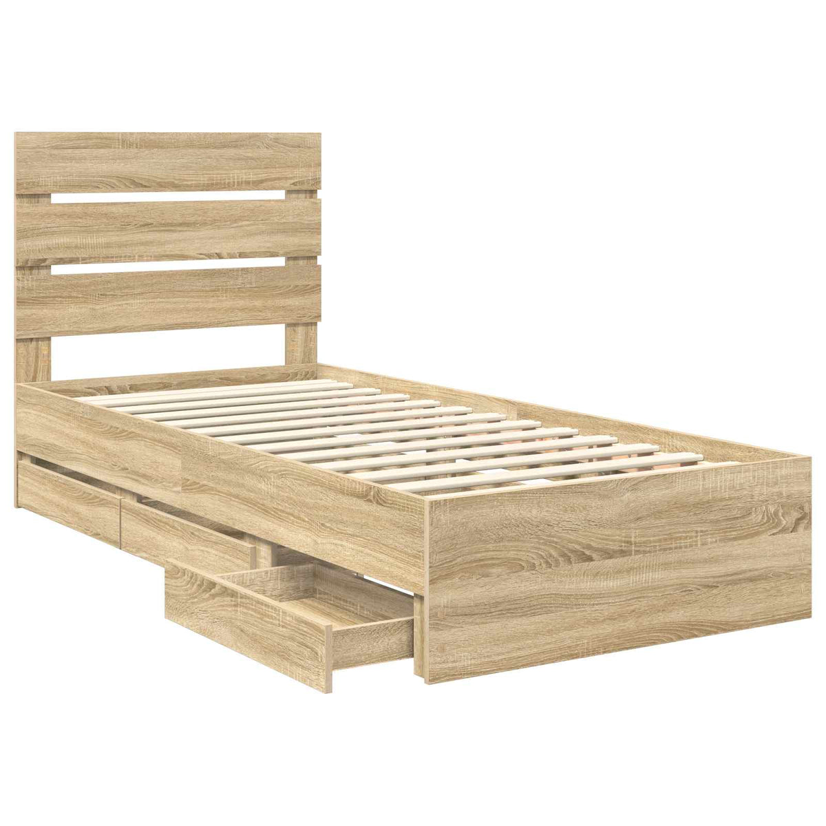 Bed Frame with Drawer Sonoma Oak 90 x 200 cm Engineered Wood