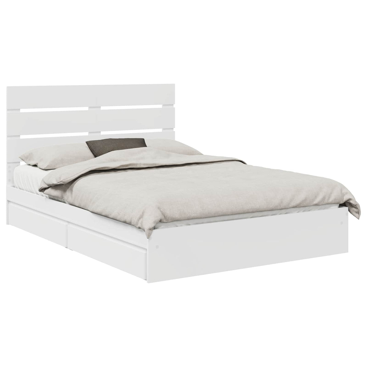 Storage Bed with Headboard White 150 x 200 cm Engineered Wood