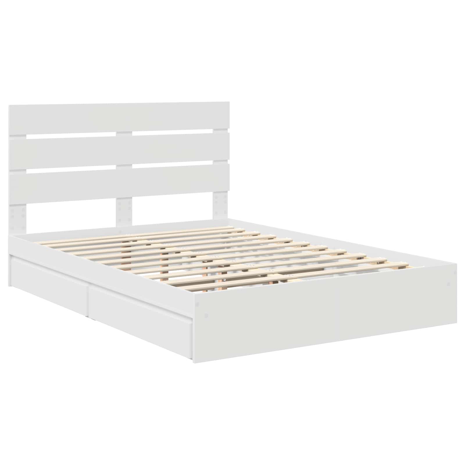 Storage Bed with Headboard White 150 x 200 cm Engineered Wood