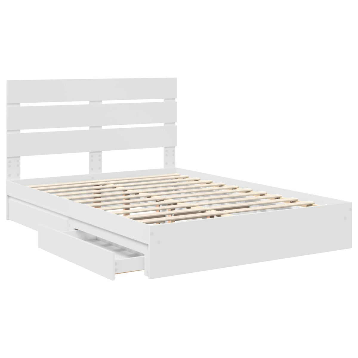 Storage Bed with Headboard White 150 x 200 cm Engineered Wood