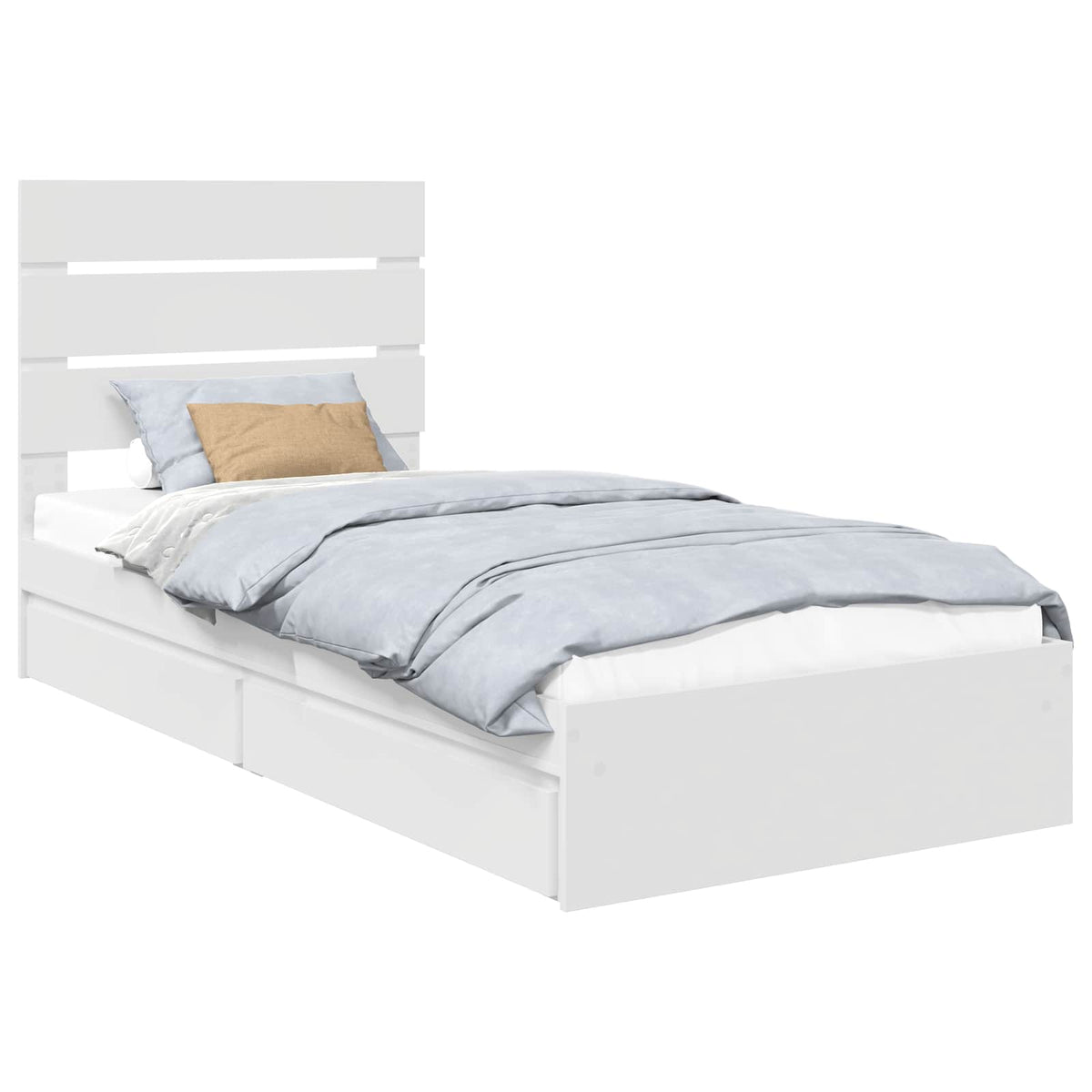 Storage Bed with Headboard White 90 x 190 cm Engineered Wood