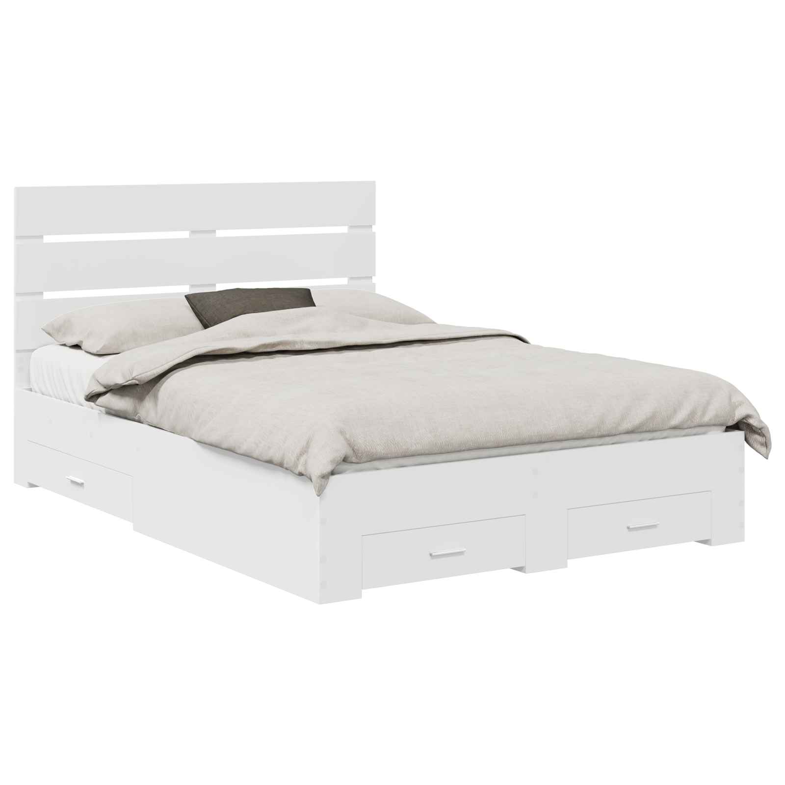 Bed Frame with Drawer White 150 x 200 cm Engineered Wood